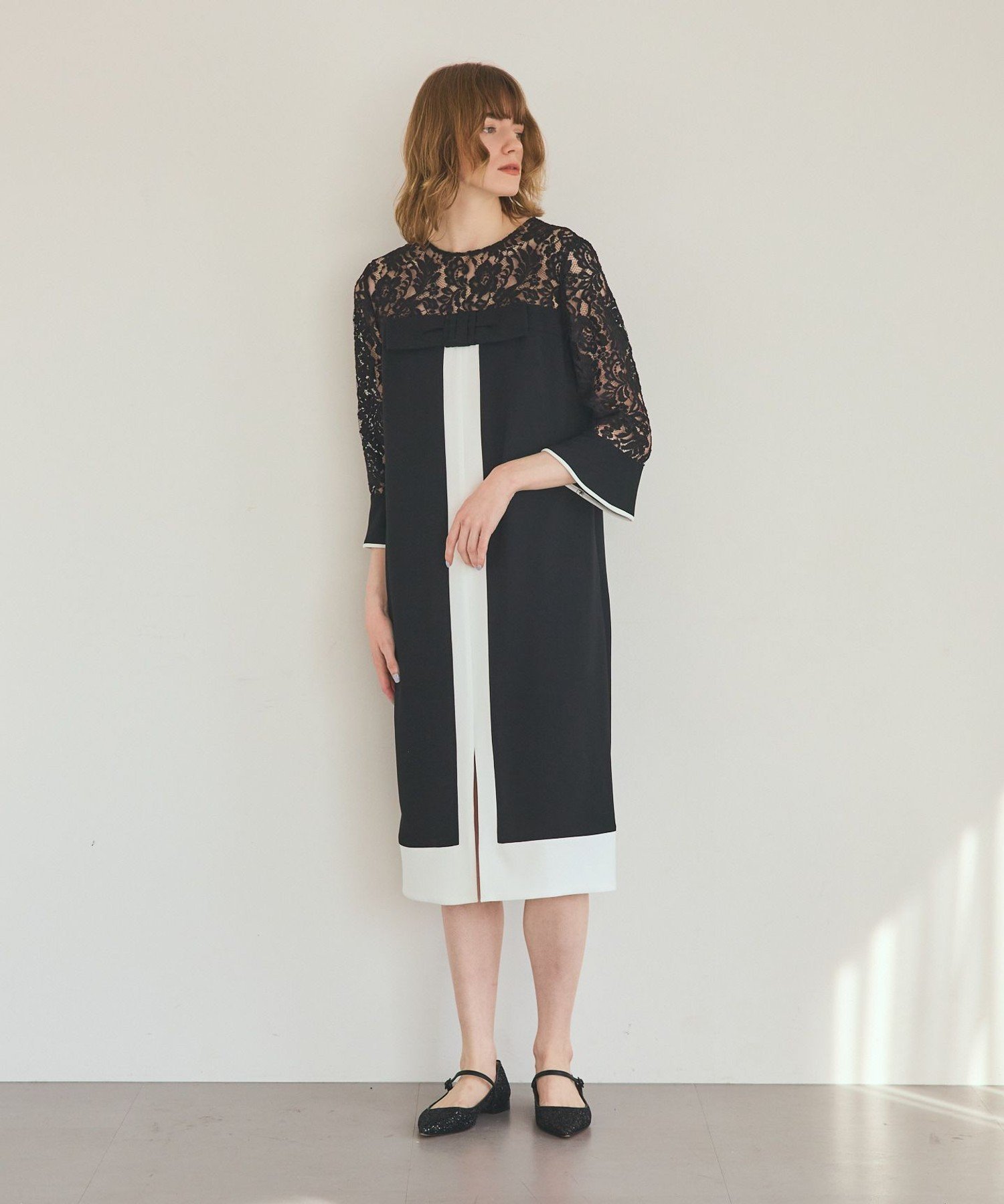 【SALE／30%OFF】GRACE CONTINENTAL レースコンビバイカラーワンピース グレースコンチネンタル ワンピース・ドレス ドレス ブラック【送料無料】