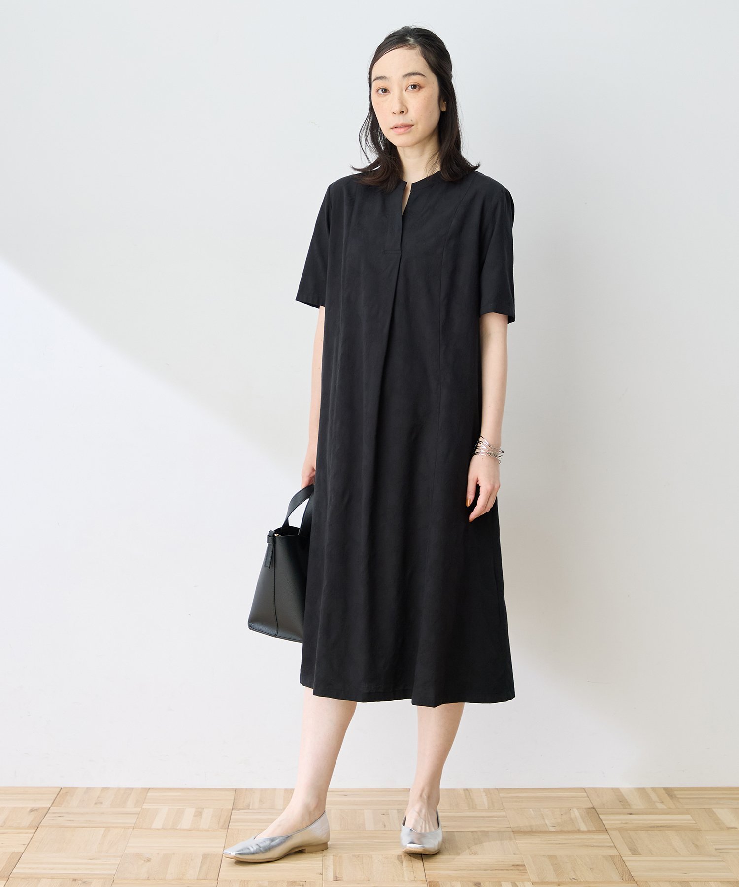 【SALE／30%OFF】DECOY キーネックジャガードワンピース デコイシンス1981 ワンピース・ドレス ワンピース ブラック ブラウン【送料無料】