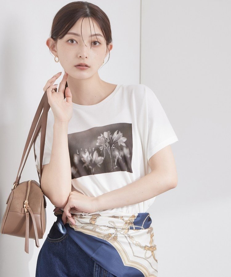 OPAQUE.CLIP フォトプリントTシャツ【洗濯機OK】 オペークドットクリップ トップス カットソー・Tシャツ ホワイト グレー