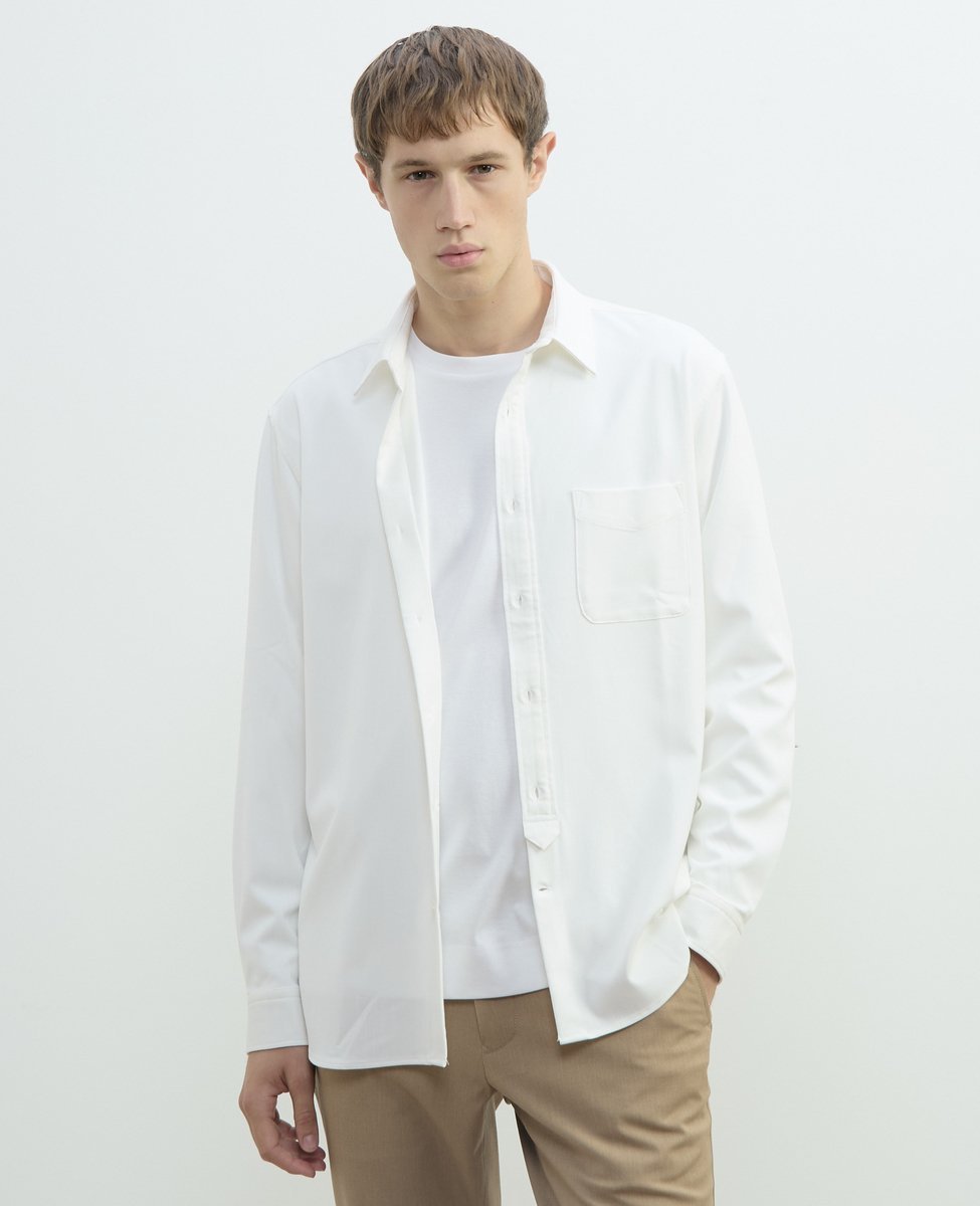 MEN'S MELROSE ストレッチスタンダードレギュラーカラーシャツ メンズメルローズ トップス シャツ・ブラウス ブルー ホワイト
