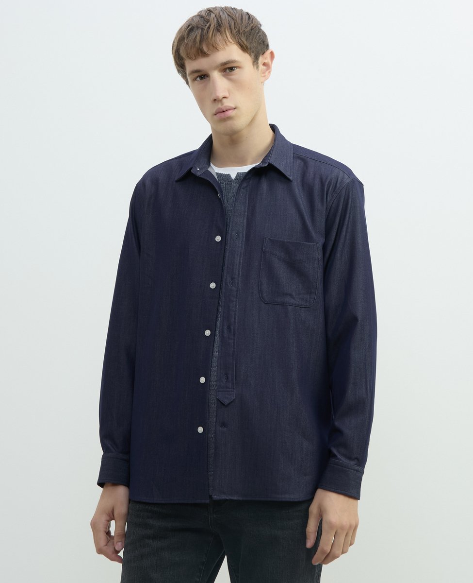MEN'S MELROSE ストレッチスタンダードレギュラーカラーシャツ メンズメルローズ トップス シャツ・ブラウス ブルー ホワイト