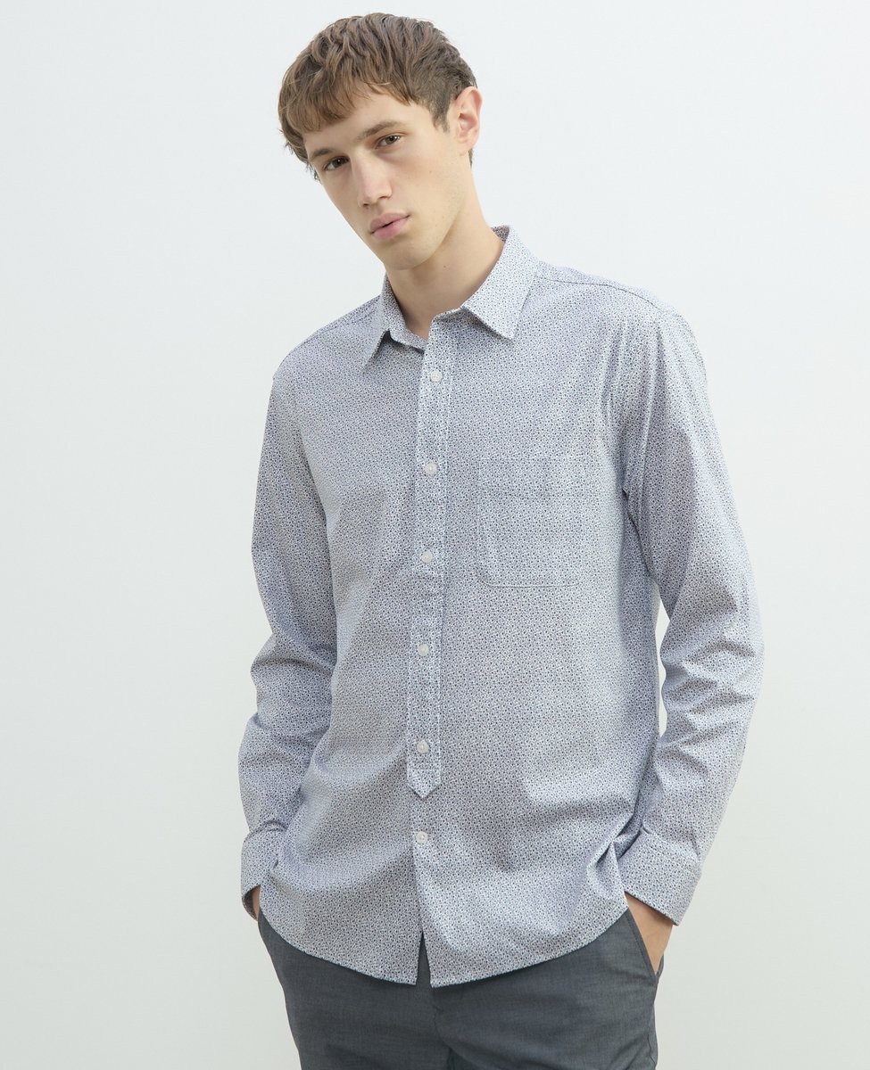 MEN'S MELROSE ストレッチスタンダードレギュラーカラーシャツ メンズメルローズ トップス シャツ・ブラウス ブルー ホワイト