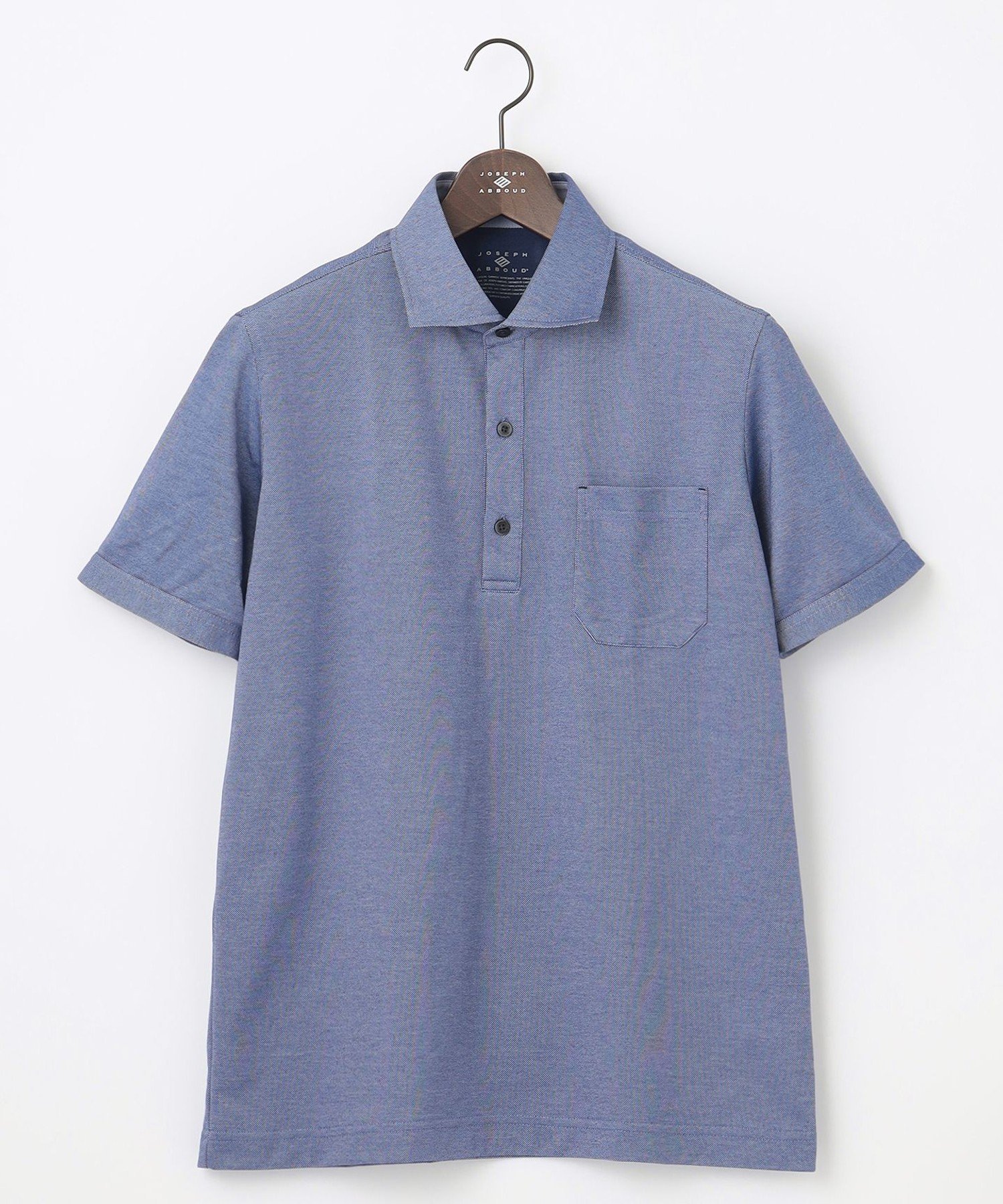 JOSEPH ABBOUD WEB/一部店舗限定 シャンブレーポロシャツ ジョセフアブード トップス ポロシャツ ブルー ホワイト グレー ネイビー