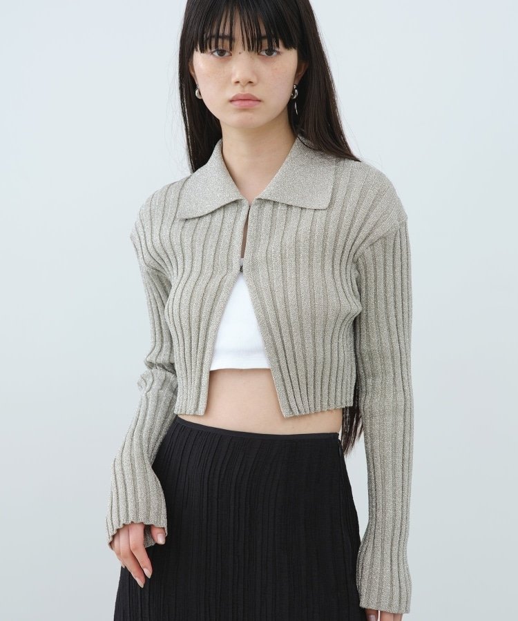 DRESSTERIOR CODE A｜lame knit cardigan ドレステリア トップス カーディガン シルバー ブラック【送料無料】のサムネイル