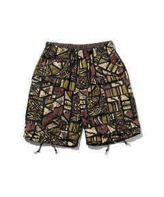Nylon Ripstop Batik Print 6-Pocket Beach Shorts 38-25-0031-139 38250031139: Brown Nylon Ripstop Batik Print 6-Pocket Beach Shorts 38-25-0031-139 38250031139: Brown