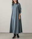 La-gemme モックネックAラインワンピース ラジュール ワンピース・ドレス ワンピース グレー ブルー ブラック【送料無料】