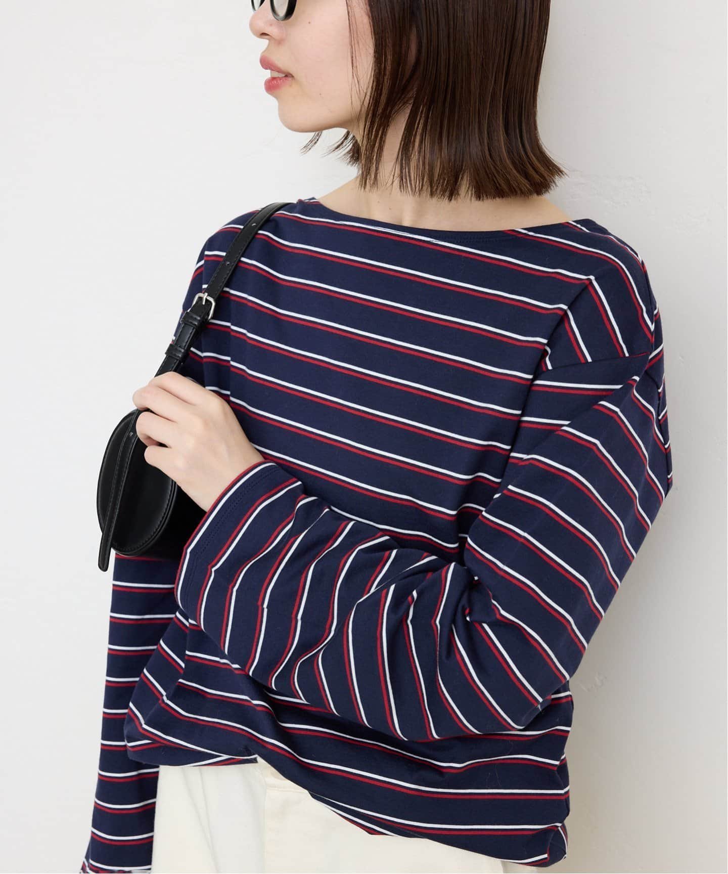 【SALE／30%OFF】SLOBE IENA マルチボーダーロンTEE スローブ イエナ トップス カットソー・Tシャツ ブラウン ネイビー ホワイト【送料無料】のサムネイル