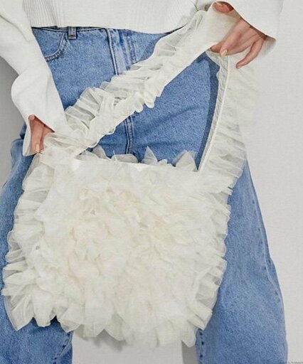 Liaa Liaa/(W)チュール フリルバッグ ミニョントレフル ルームヨンマルサンセレクティッド バッグ ショルダーバッグ ホワイト Liaa Liaa/(W)チュール フリルバッグ ミニョントレフル ルームヨンマルサンセレクティッド バッグ ショルダーバッグ ホワイト