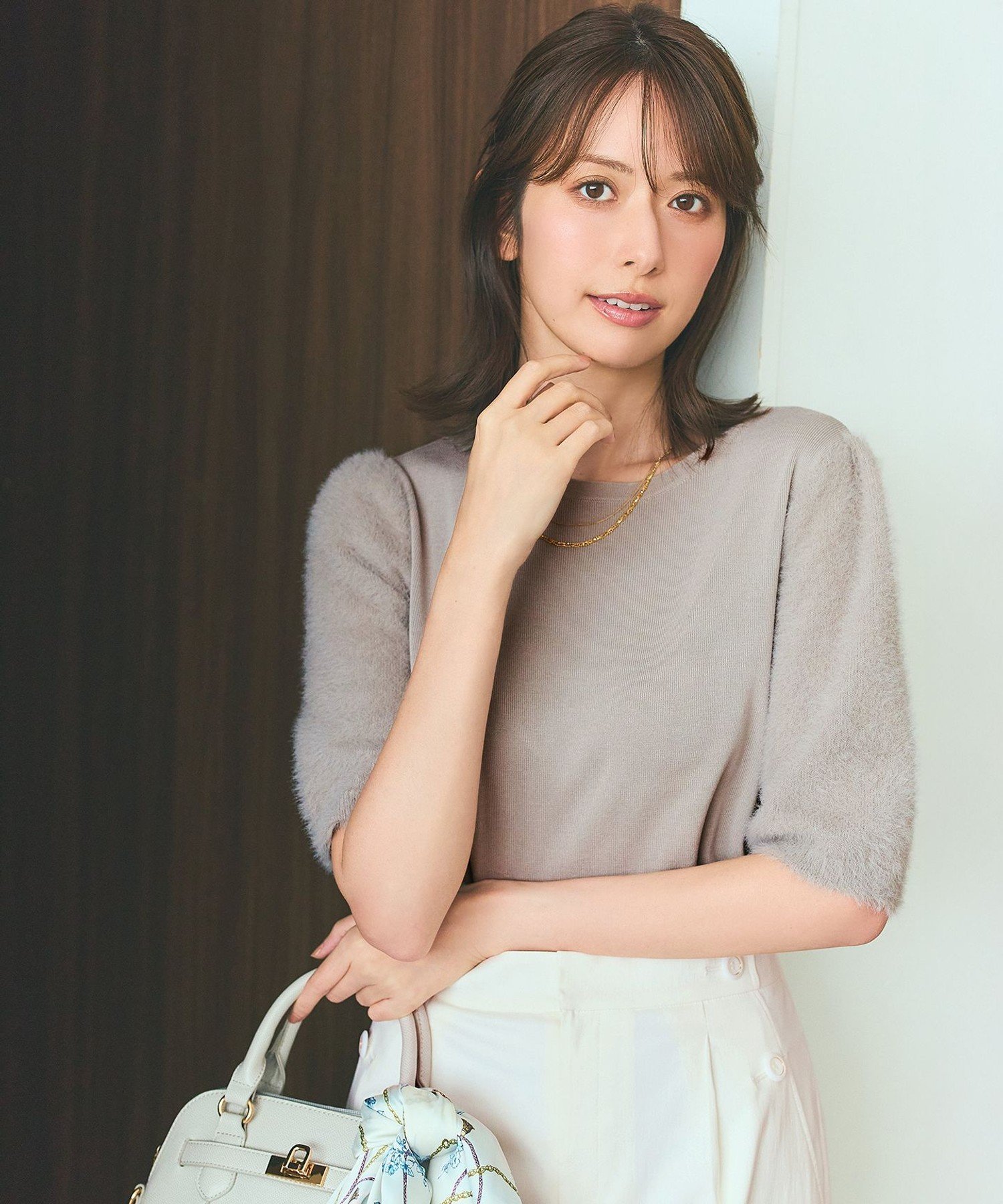 ANY SIS L 【洗える】シャギースリーブ ニット エニィスィス トップス ニット ベージュ【送料無料】