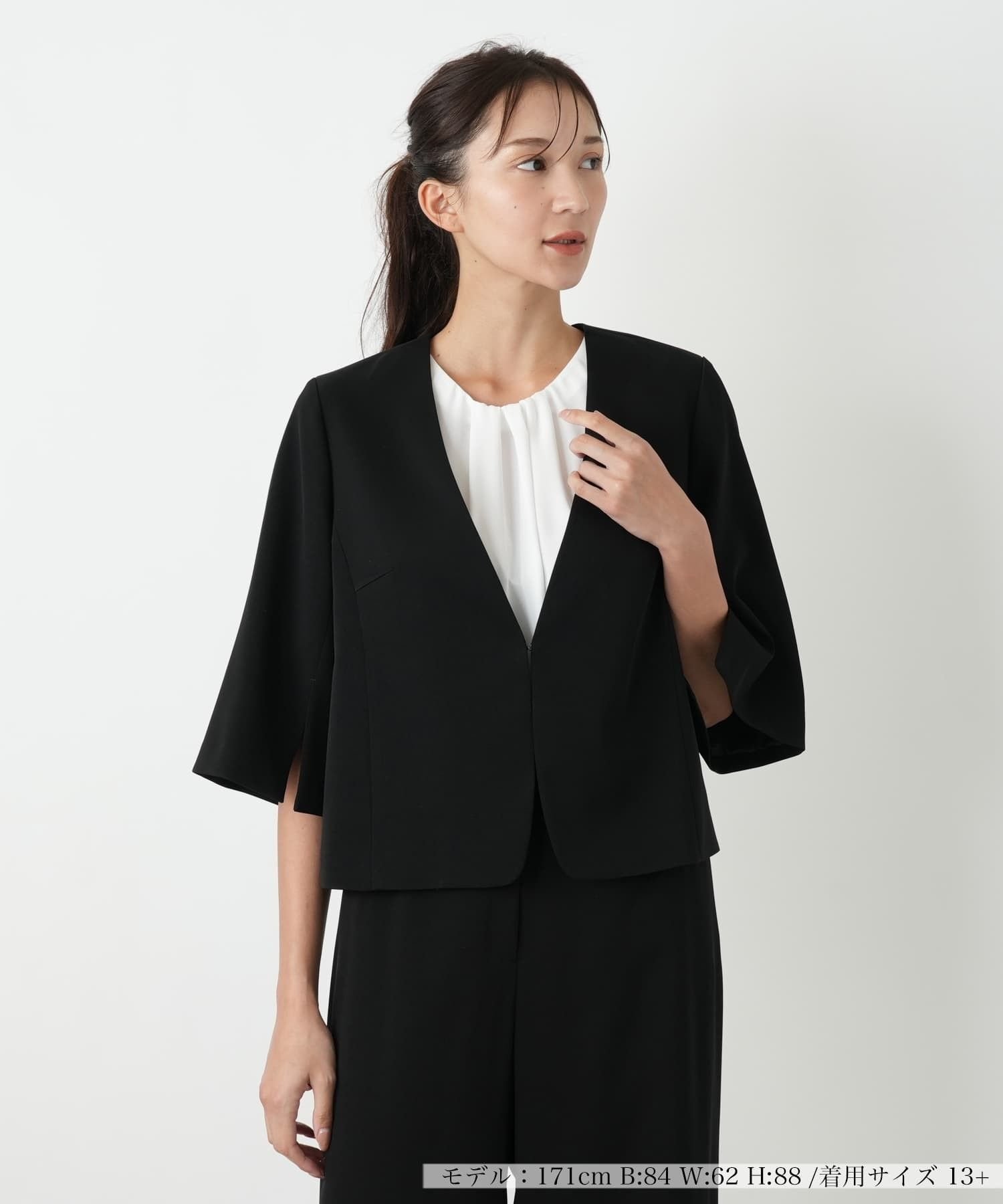 Leilian PLUS HOUSE ジャケット【BOURGE】 レリアン プラスハウス ジャケット・アウター テーラードジャケット・ブレザー ブラック