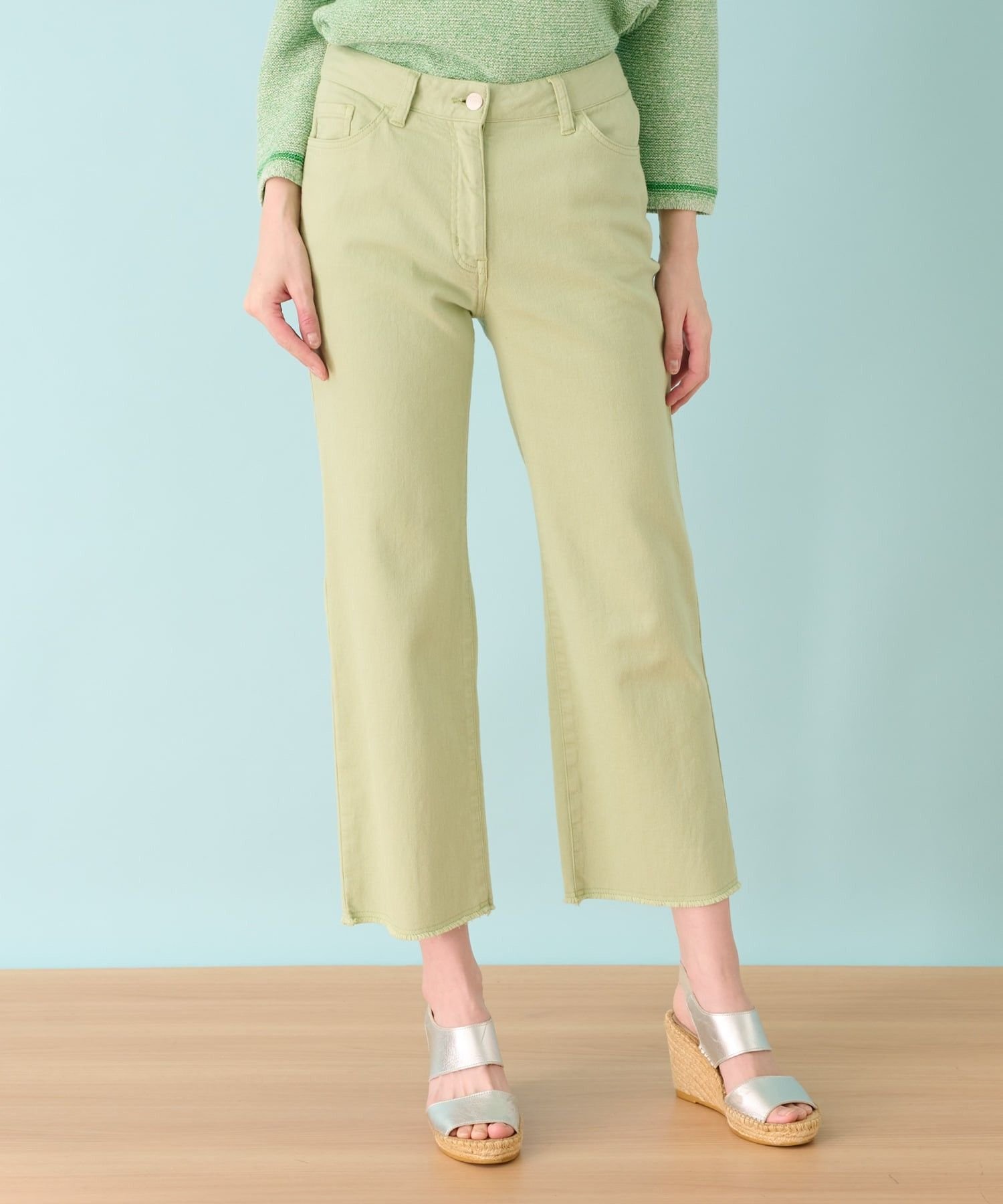 Leilian ストレッチクロップドパンツ レリアン パンツ ジーンズ・デニムパンツ グリーン