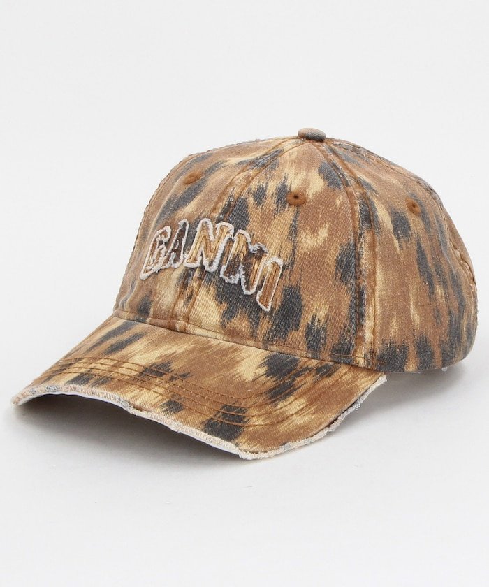 GANNI Washed Cotton Print Canvas Cap / B3020171 フリークスストア 帽子 キャップ ブラウン ピンク【送料無料】