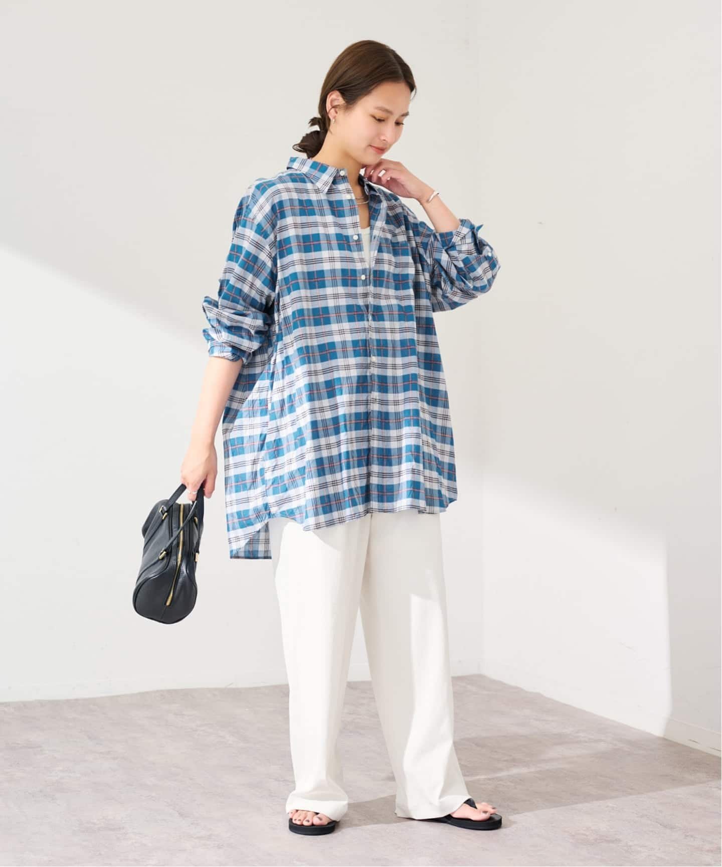 INDIVIDUALIZED SHIRTS クラシックフィットビッグシャツ フレームワーク トップス シャツ・ブラウス ブルー