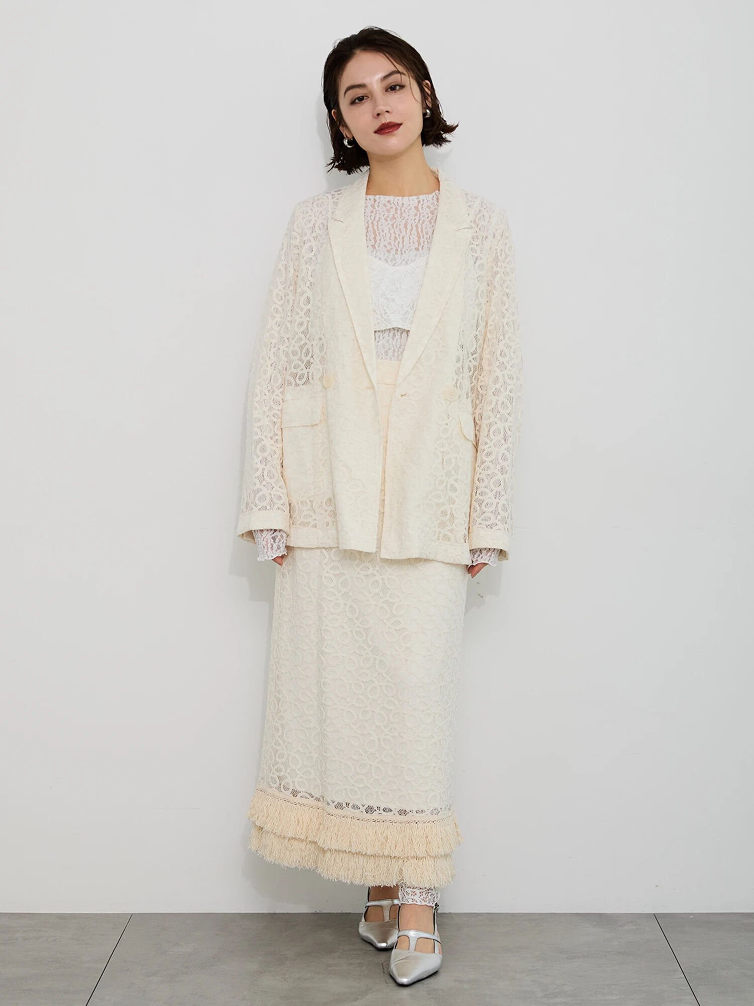 【SALE／40%OFF】Te chichi 【Atelier Sucre】バテンレースフリンジタイトスカート《2025spring catalog item》 テチチ スカート その他のスカート ホワイト【送料無料】