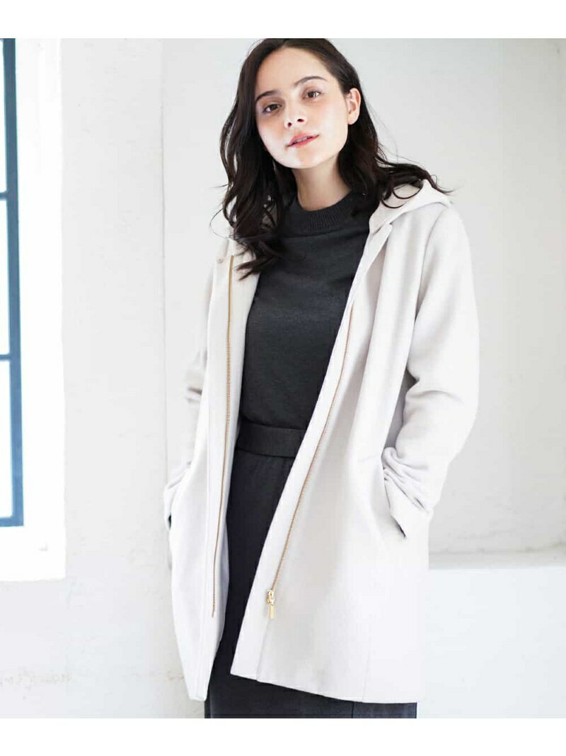 MK MICHEL KLEIN 【2way】フード取り外しノーカラーウールコート エムケーミッシェル ...