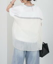 Jena espace merveilleux バックプリーツシルケットカットソー ジェナエスパスメルヴェイユ トップス カットソー・Tシャツ ブルー ホワイト グレー【送料無料】