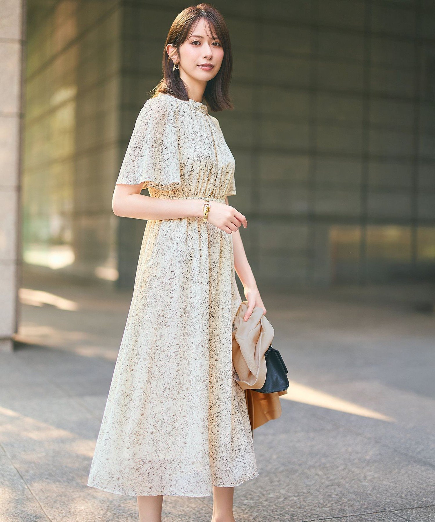 【SALE／30%OFF】ANY SIS L 【洗える】プリント ワンピース エニィスィス ワンピース・ドレス ワンピース ホワイト ブラック【送料無料】