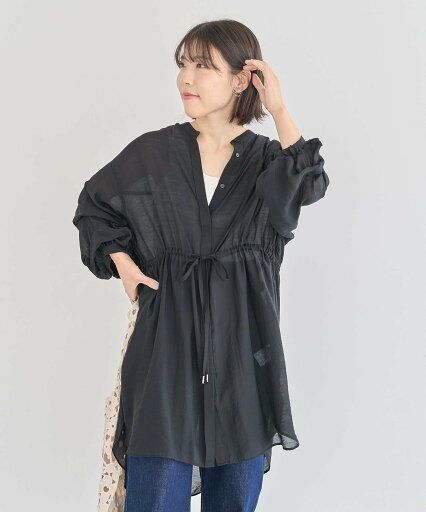 Green Parks バンドカラー比翼タック袖チュニック グリーンパークス ワンピース・ドレス チュニック ブラック ベージュ グリーン カーキグリーン【送料無料】 Green Parks バンドカラー比翼タック袖チュニック グリーンパークス ワンピース・ドレス チュニック ブラック ベージュ グリーン カーキグリーン【送料無料】
