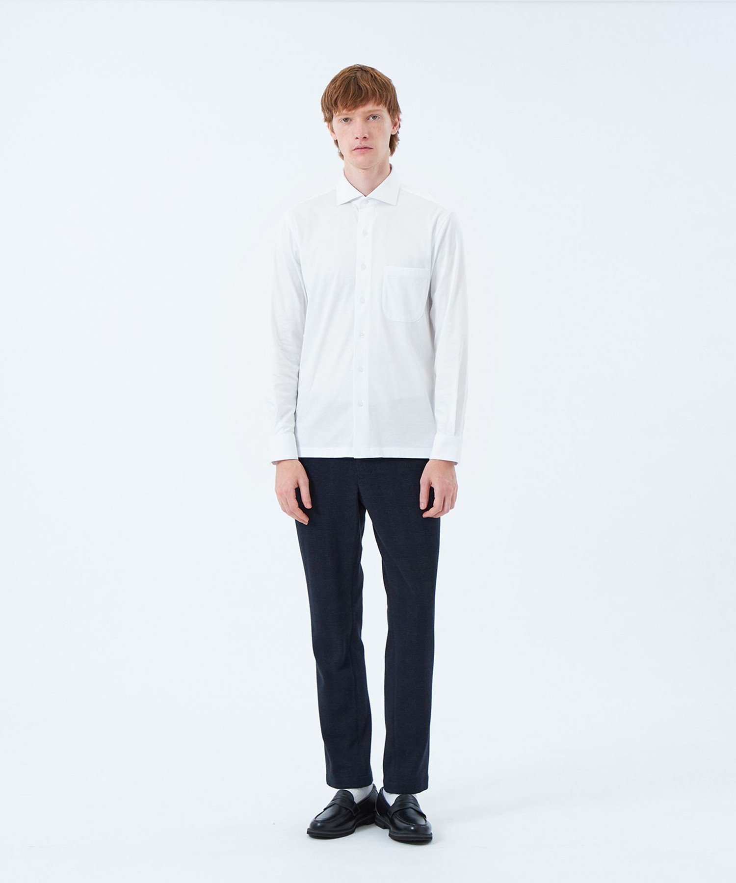 【SALE／36%OFF】MACKINTOSH PHILOSOPHY シルケットスムース スクエアホリゾンタルワイドシャツ マッキントッシュ フィロソフィー トップス シャツ・ブラウス ネイビー ホワイト【送料無料】