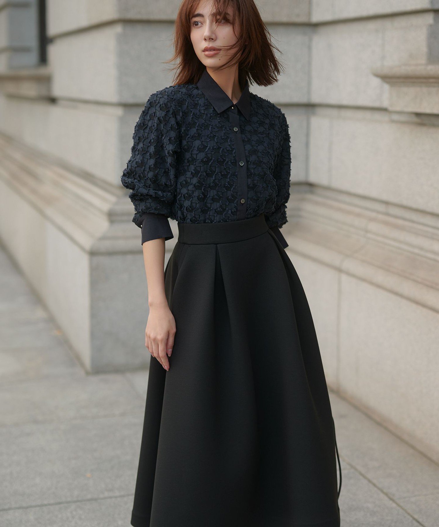 UNFILO L 【VERY×UNFILOコラボ】BEAUTY FORM JERSEY+ ボリューム フレアスカート アンフィーロ スカート ロング・マキシスカート ブラウン グレー ブラック ネイビー【送料無料】のサムネイル