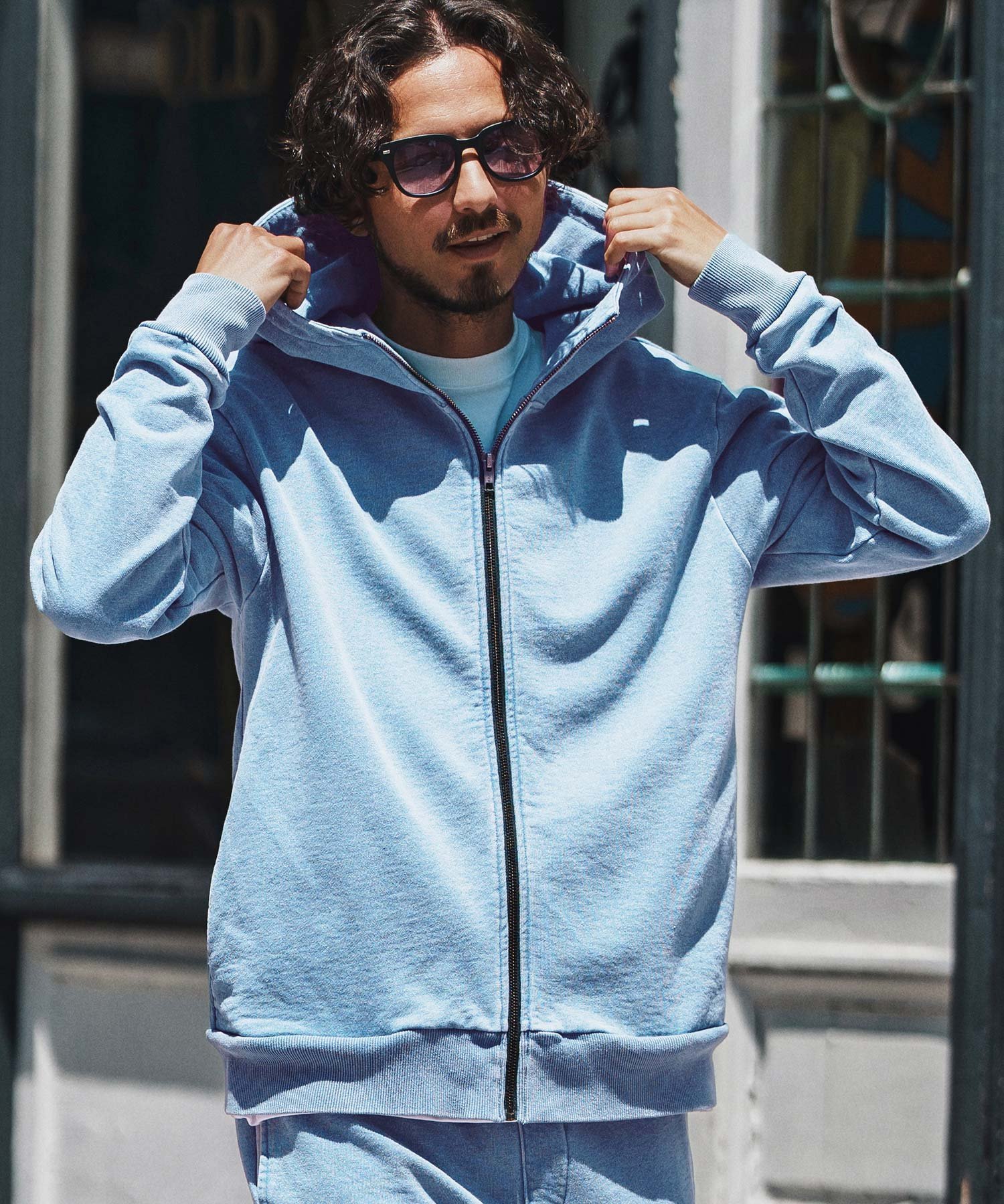 mpa3831- Knit Denim High Neck Zip Parka ジップパーカー カンビオ トップス パーカー・フーディー ネイビー