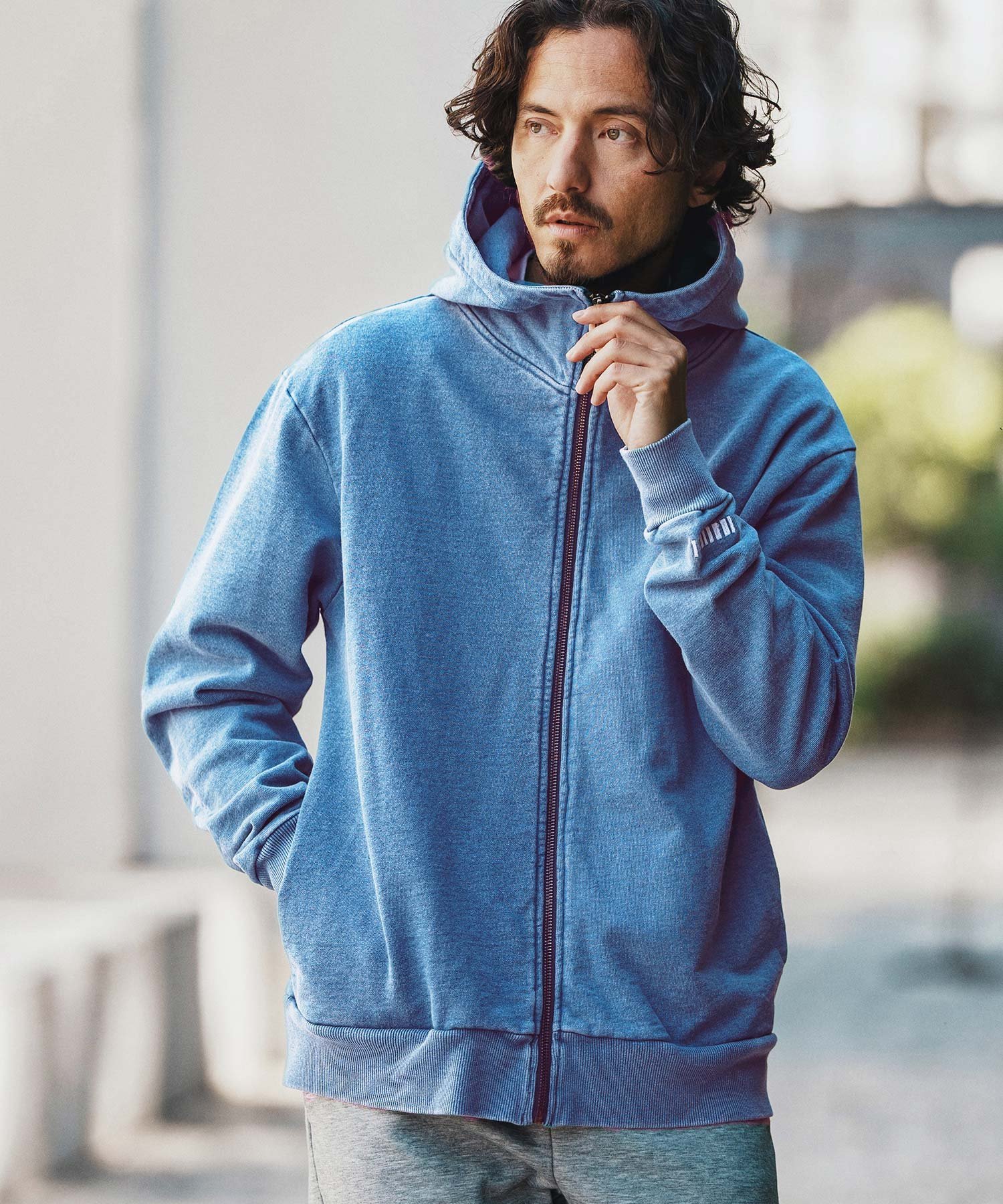 mpa3831- Knit Denim High Neck Zip Parka ジップパーカー カンビオ トップス パーカー・フーディー ネイビー