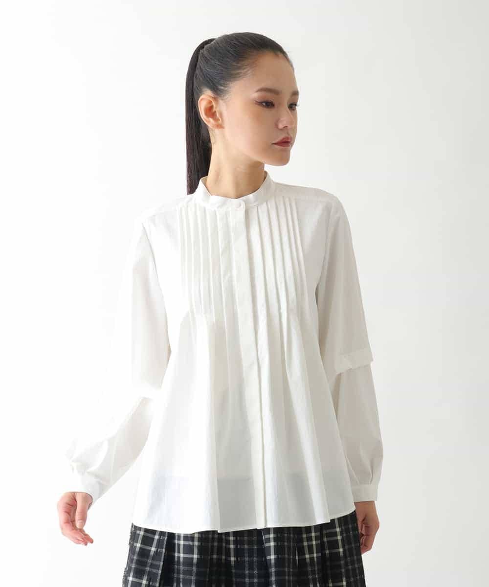 HIROKO BIS（小さいサイズ） 【小さいサイズ】ピンタックコンシャスブラウス メゾンドゥサンク トップス シャツ・ブラウス ホワイト