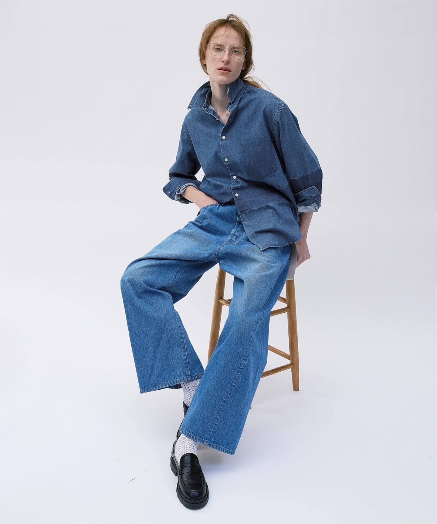 Glyph 《一部店舗+WEB限定》Glyph Garment Wash Denim Shirts スピックアンドスパン トップス シャツ・ブラウス ネイビー【送料無料】