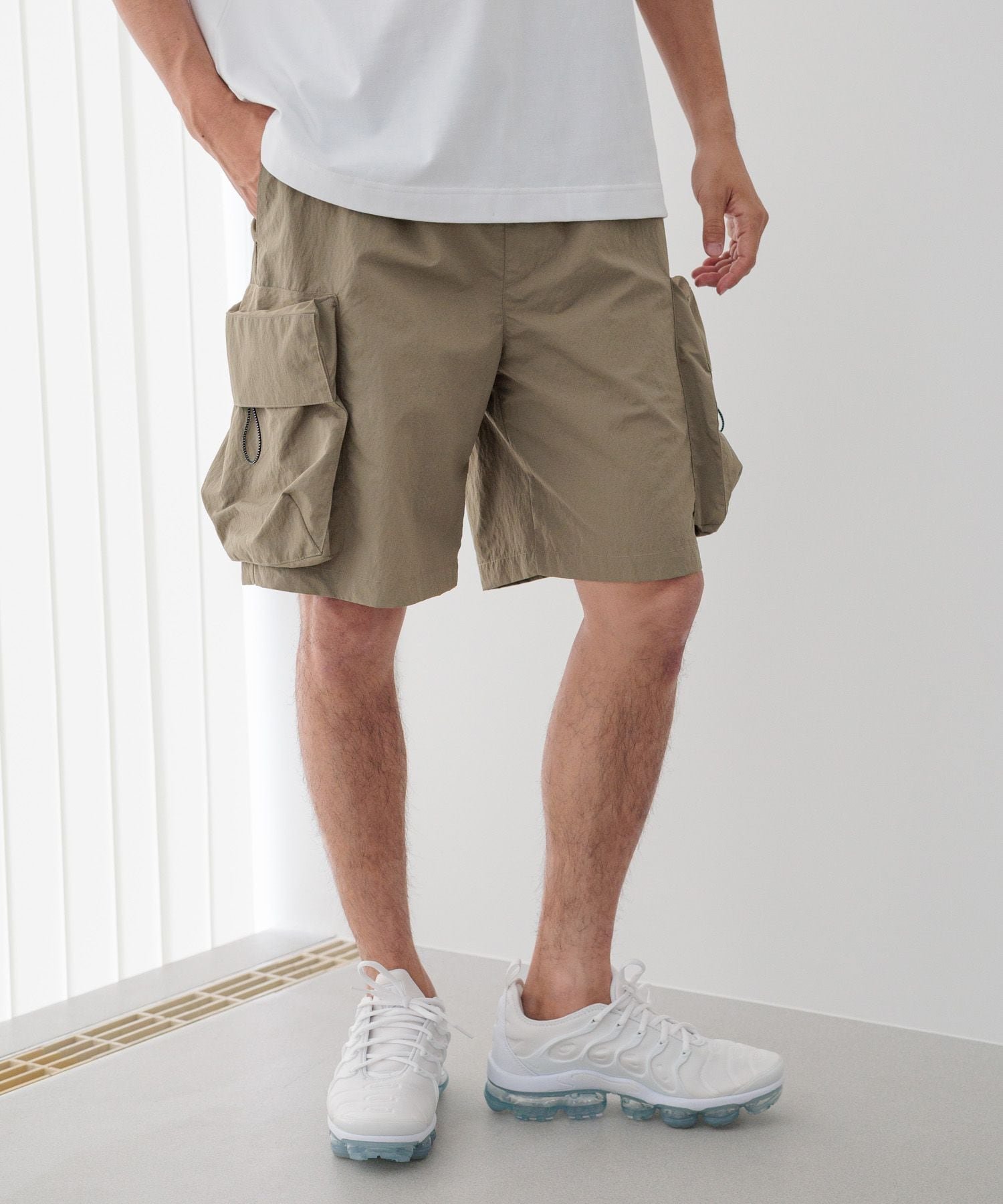 【HEREIAM MEN】撥水/ナイロンカーゴショーツ ベイフロー パンツ その他のパンツ ブラック カーキグリーン