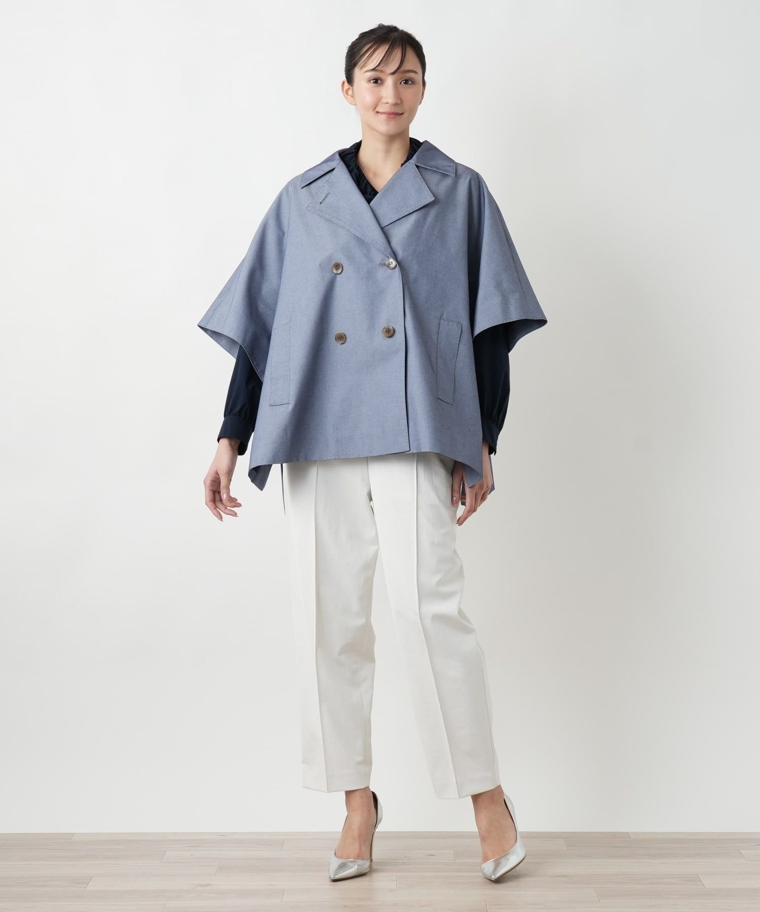 Leilian PLUS HOUSE 【店頭人気】ハーフスリーブコ-ト レリアン プラスハウス ジャケット・アウター ステンカラーコート ブラウン
