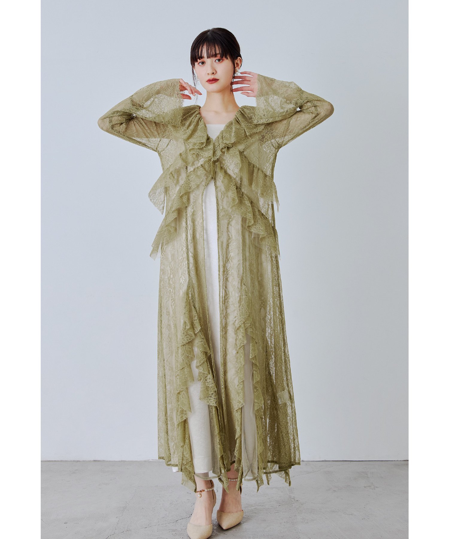 【SALE／10%OFF】niana ラッフルレースガウンレイヤードドレス 2点セット パーティードレス ビーフラット ワンピース・ドレス ドレス イエロー ブラック ブルー ホワイト【送料無料】