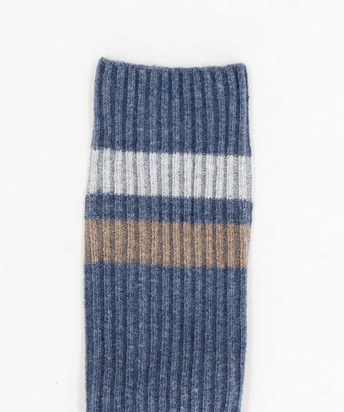 RACE KNEE SOCKS フリークスストア 靴下・レッグウェア 靴下 ブルー グレー