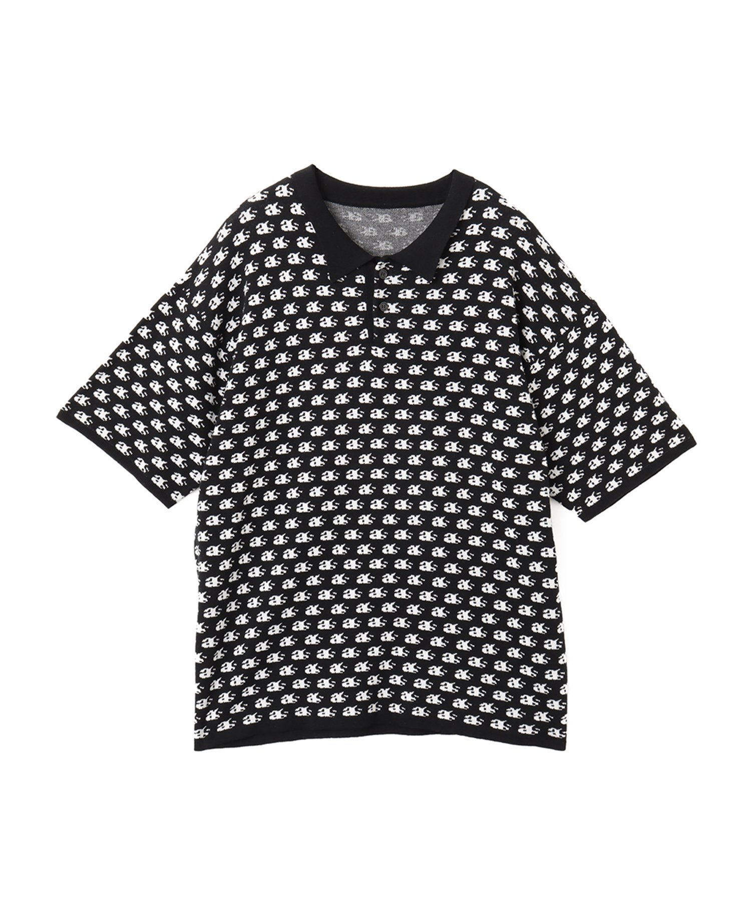 atmos atmos Knit Jacquard Polo BLACK アトモス トップス ニット ブラック【送料無料】