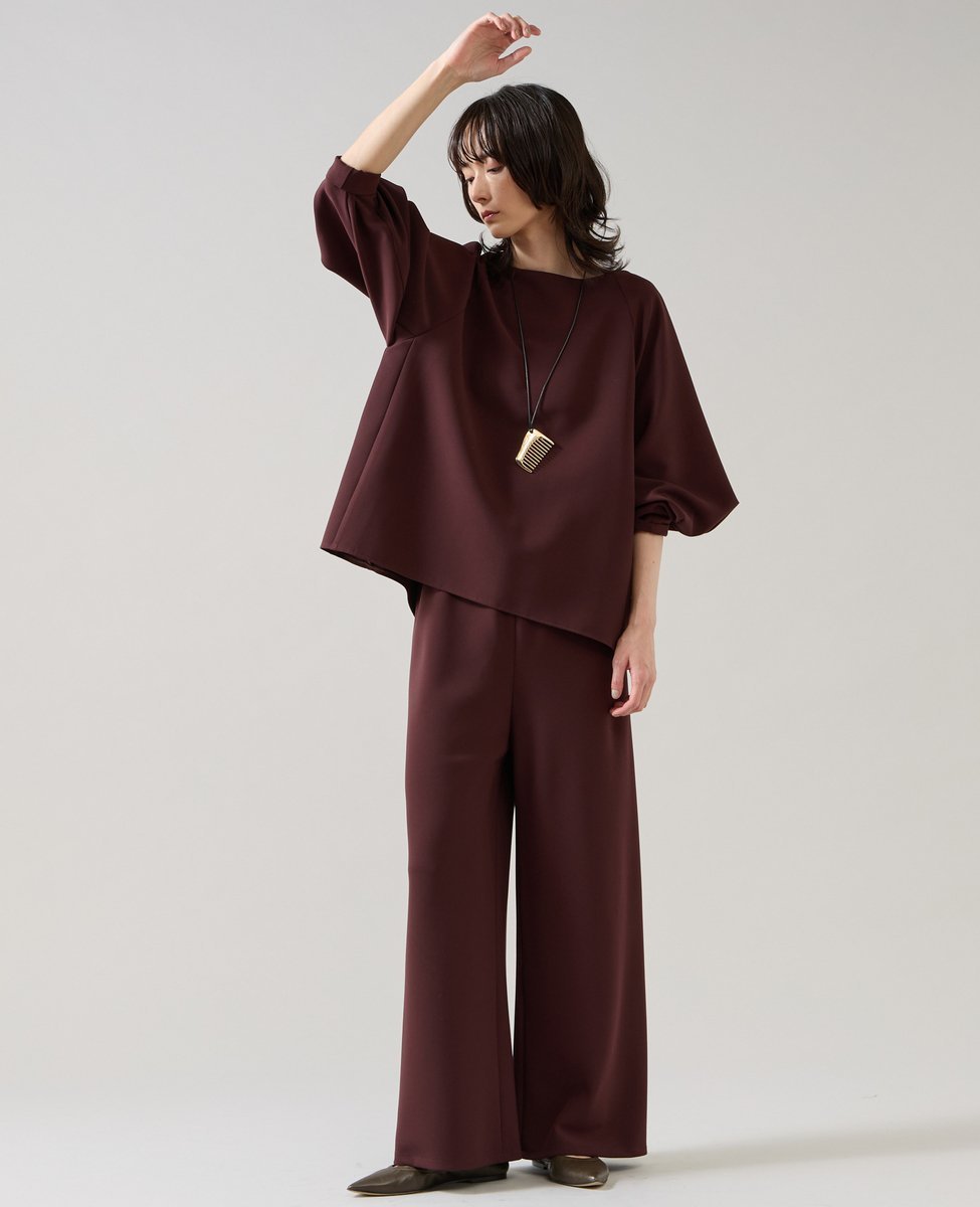 Liesse ダブルクロスエラスティックパンツ(セットアップ可) リエス パンツ その他のパンツ ブラウン