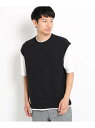 【SALE／50%OFF】THE SHOP TK ニットベストフェイクTシャツ ザ ショップ ティーケー カットソー Tシャツ ブラック ブラウン ベージュ ネイビー