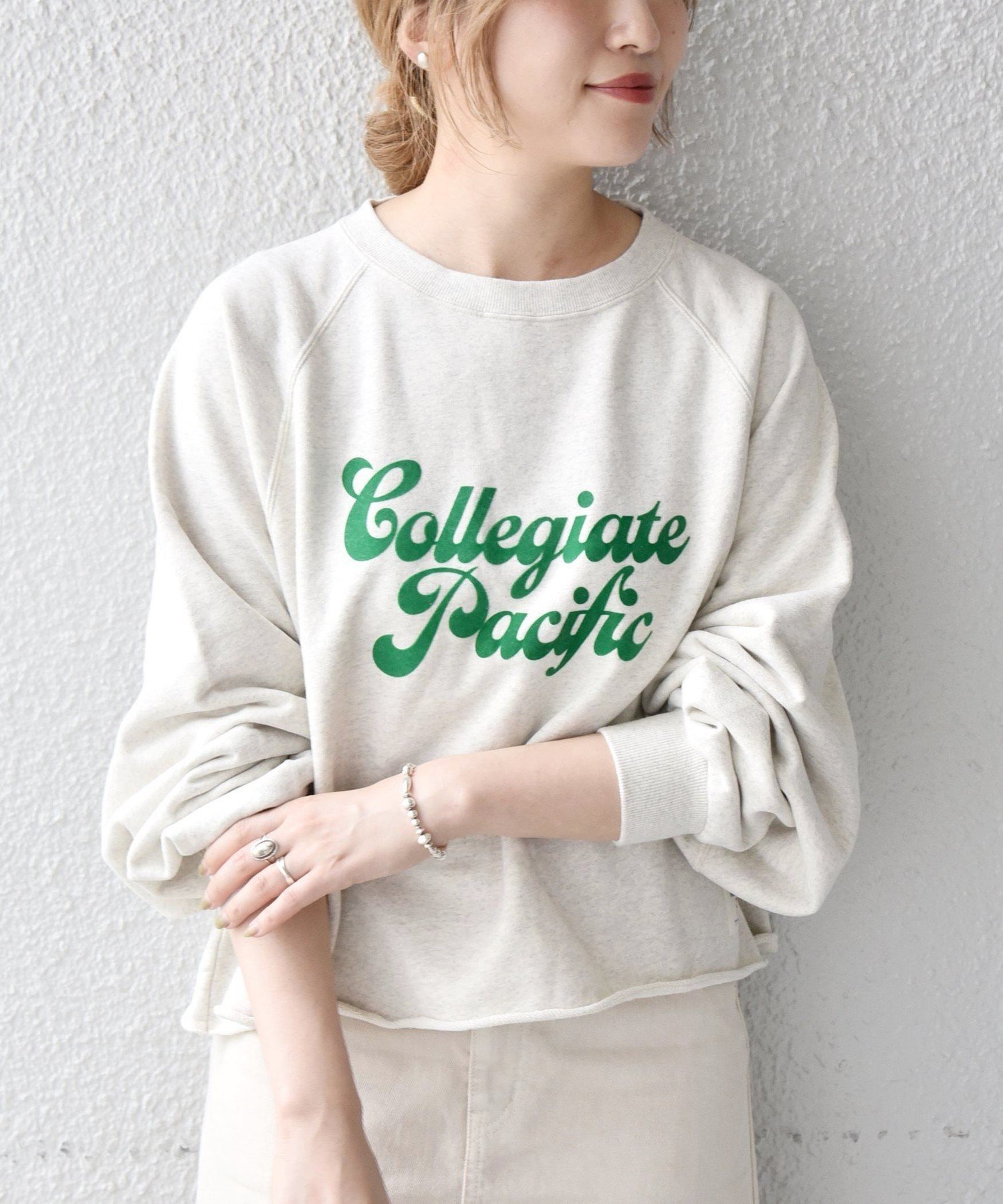 SHIPS any Collegiate Pacific:＜ウォッシャブル＞ラグラン ロゴ クロップド スウェット シップス トップス スウェット・トレーナー ブラウン【送料無料】