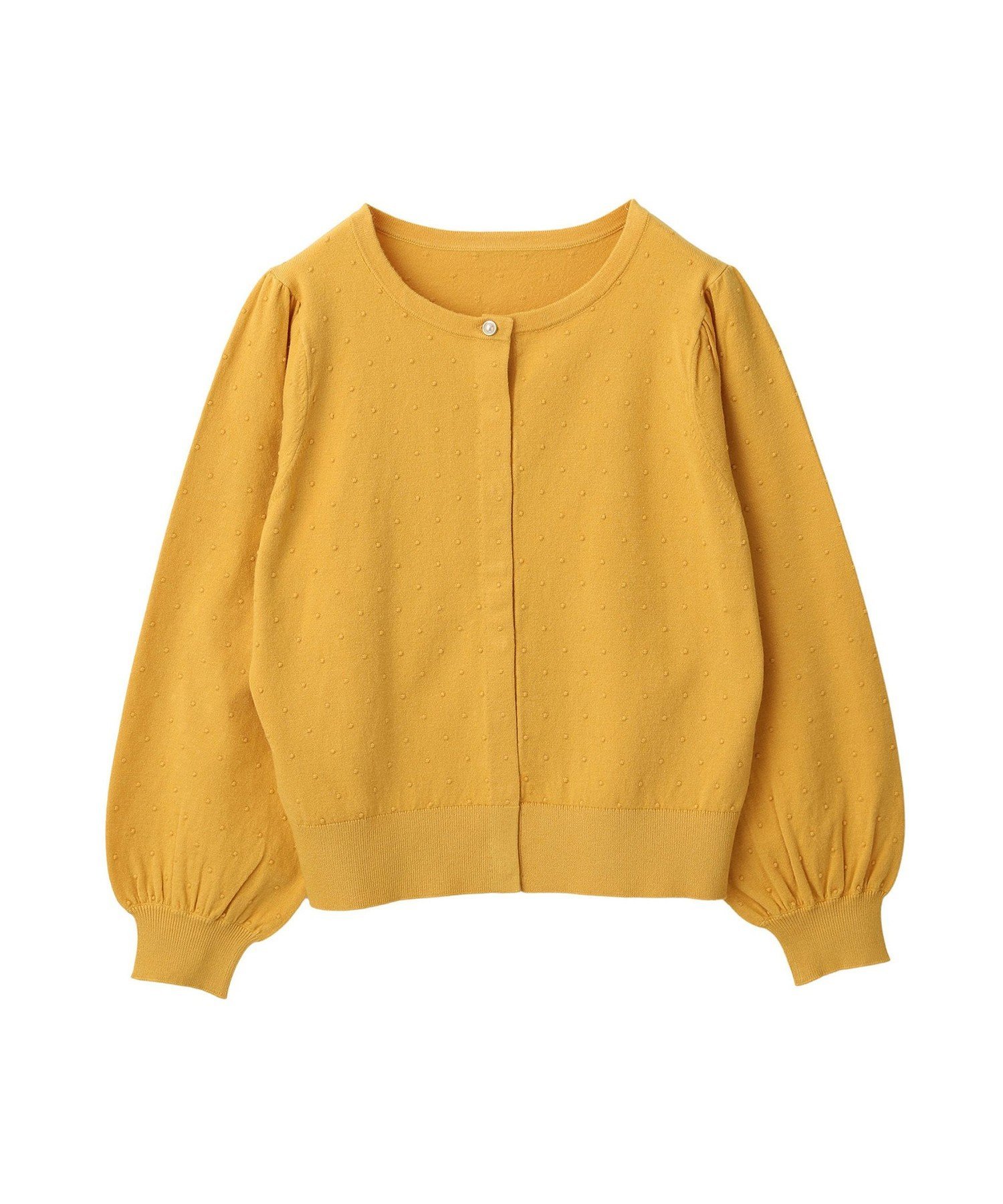 【SALE／10%OFF】ketty モッチリしっとりシアバター加工 ドット丸首カーディガン ≪手洗い可能≫ ケティ トップス カーディガン イエロー ホワイト ブラック ピンク ベージュ グレー【送料無料】のサムネイル