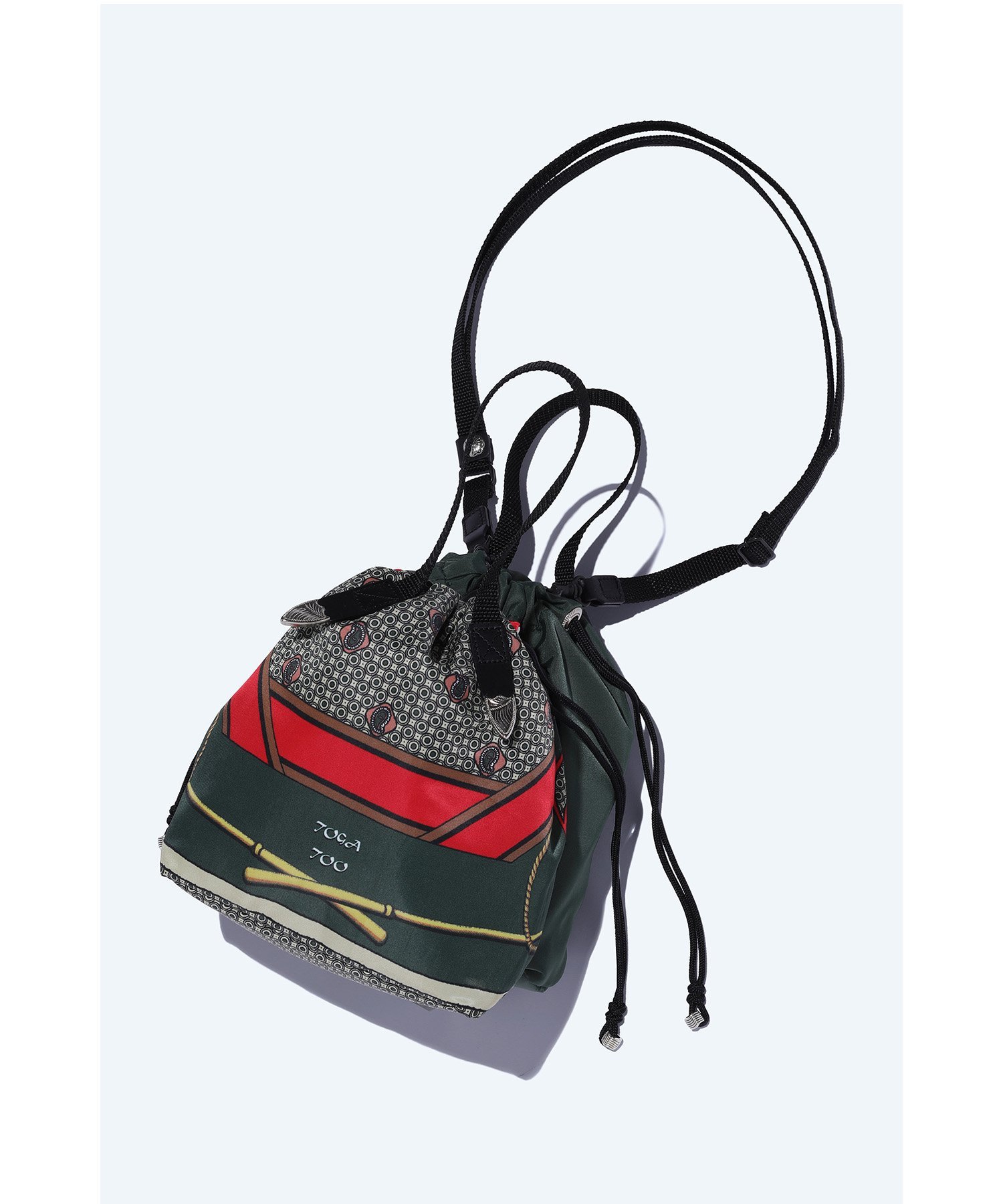 TOGA TOO Print drawstring bag トーガ バッグ ハンドバッグ グリーン ネイビー【送料無料】