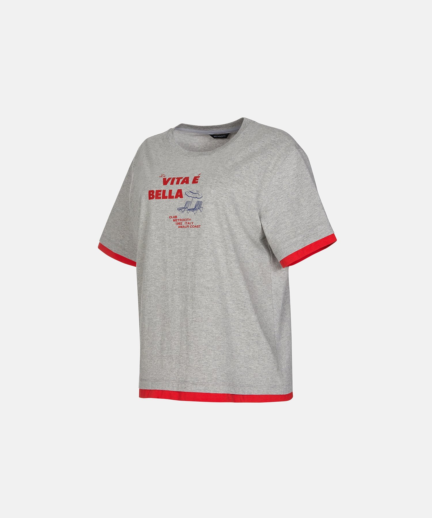 METROCITY La Vita E Bella Tシャツ メトロシティ トップス カットソー・Tシャツ ホワイト グレー