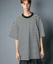 【SALE/20%OFF】rehacer rehacer:Heavy Cotton Border Loose S/S レアセル トップス カットソー・Tシャツ ブラック ブルー【送料無料】(4)