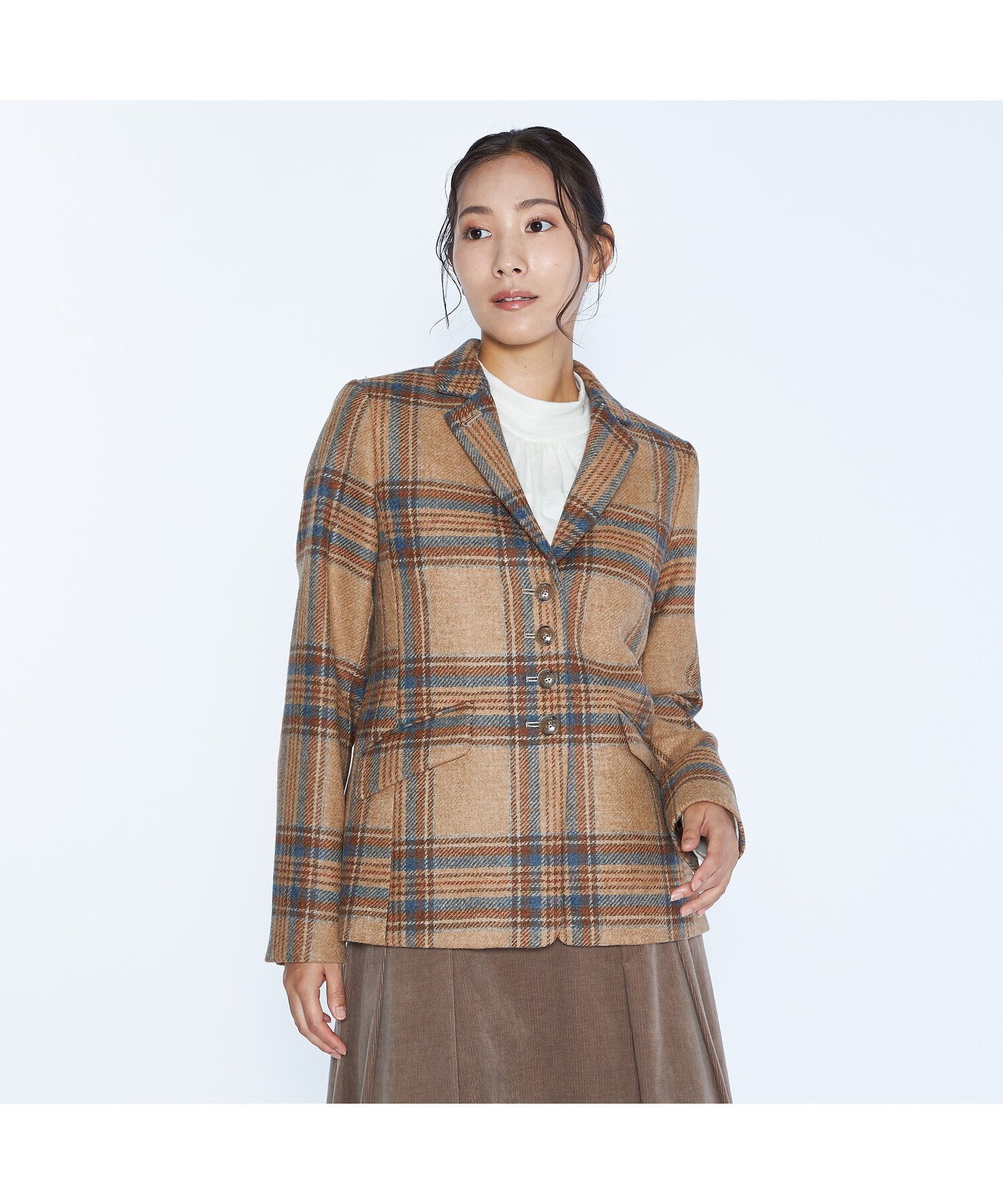 楽天Rakuten Fashion【SALE／62％OFF】SCAPA ムーンチェックツイードジャケット スキャパ ジャケット・アウター テーラードジャケット・ブレザー ベージュ ネイビー【送料無料】