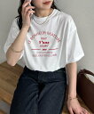 【SALE/48%OFF】Discoat 【WEB限定】カフェモチーフロゴTシャツ ディスコート トップス カットソー・Tシャツ ホワイト ネイビー グレー ブ...