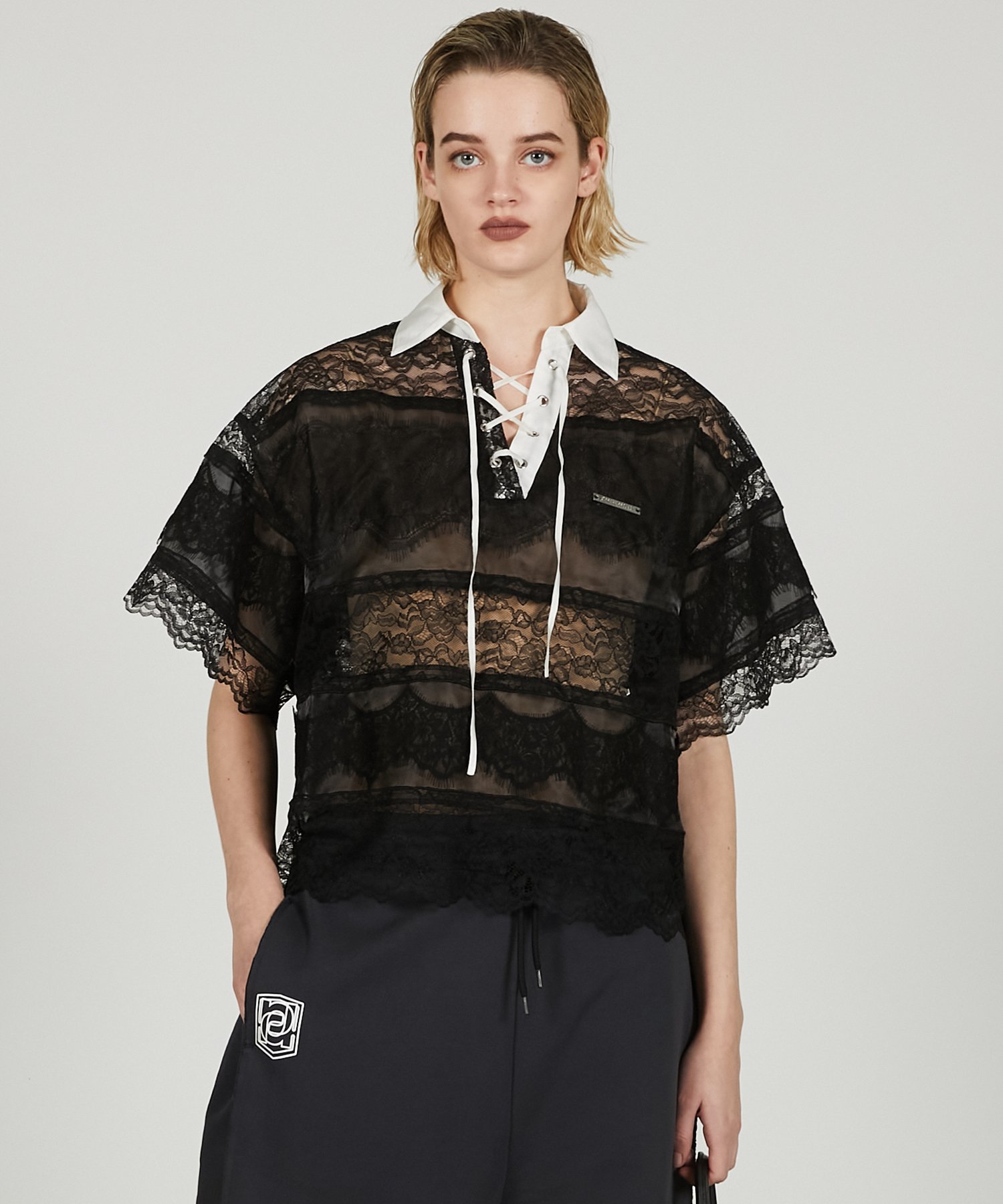 PRANK PROJECT レースラグビーシャツ プランク プロジェクト トップス シャツ・ブラウス ブラック ホワイト【送料無料】のサムネイル