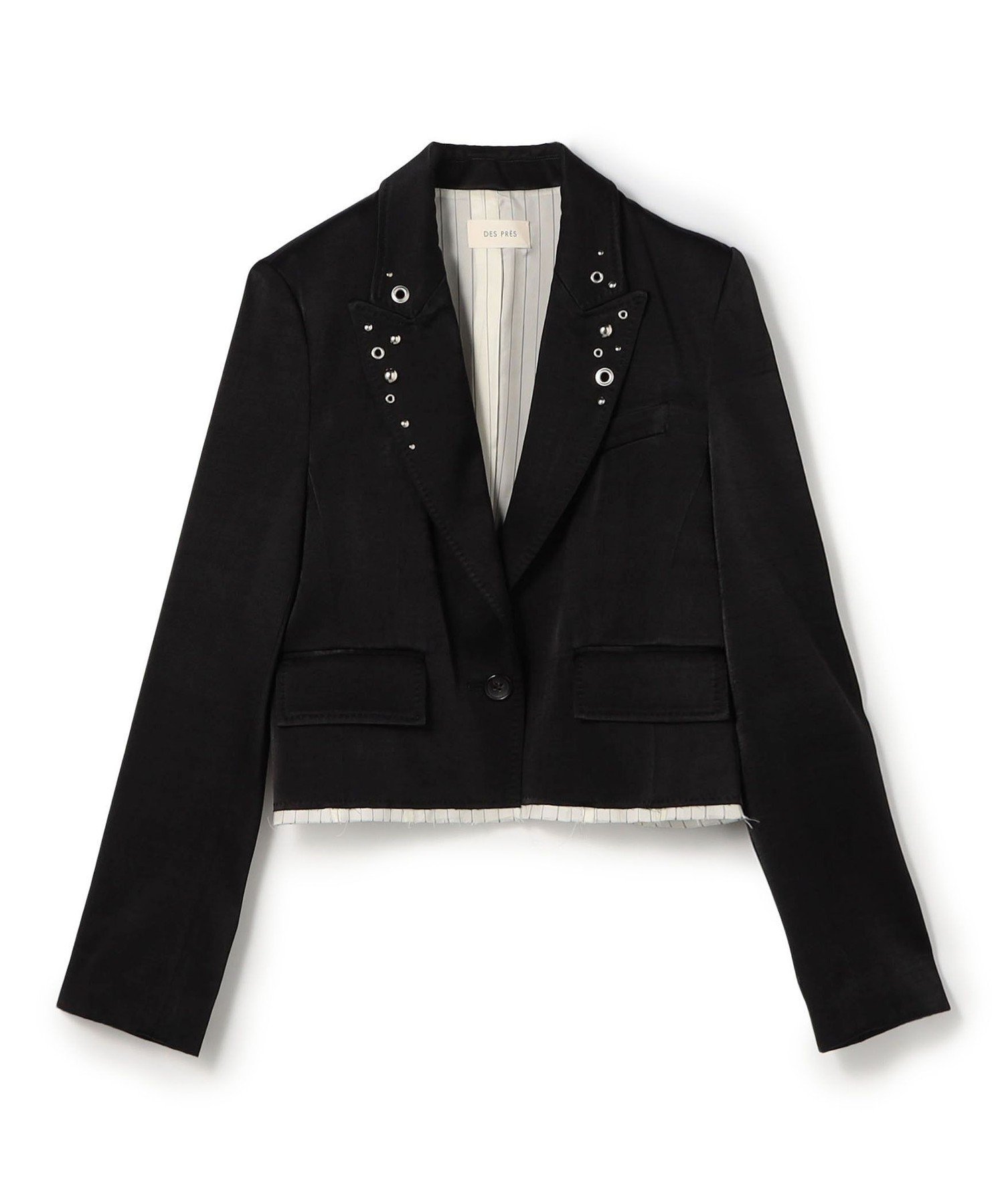 DES PRES レーヨンウールサテン クロップドジャケット トゥモローランド ジャケット・アウター テーラードジャケット・ブレザー ブラック【送料無料】
