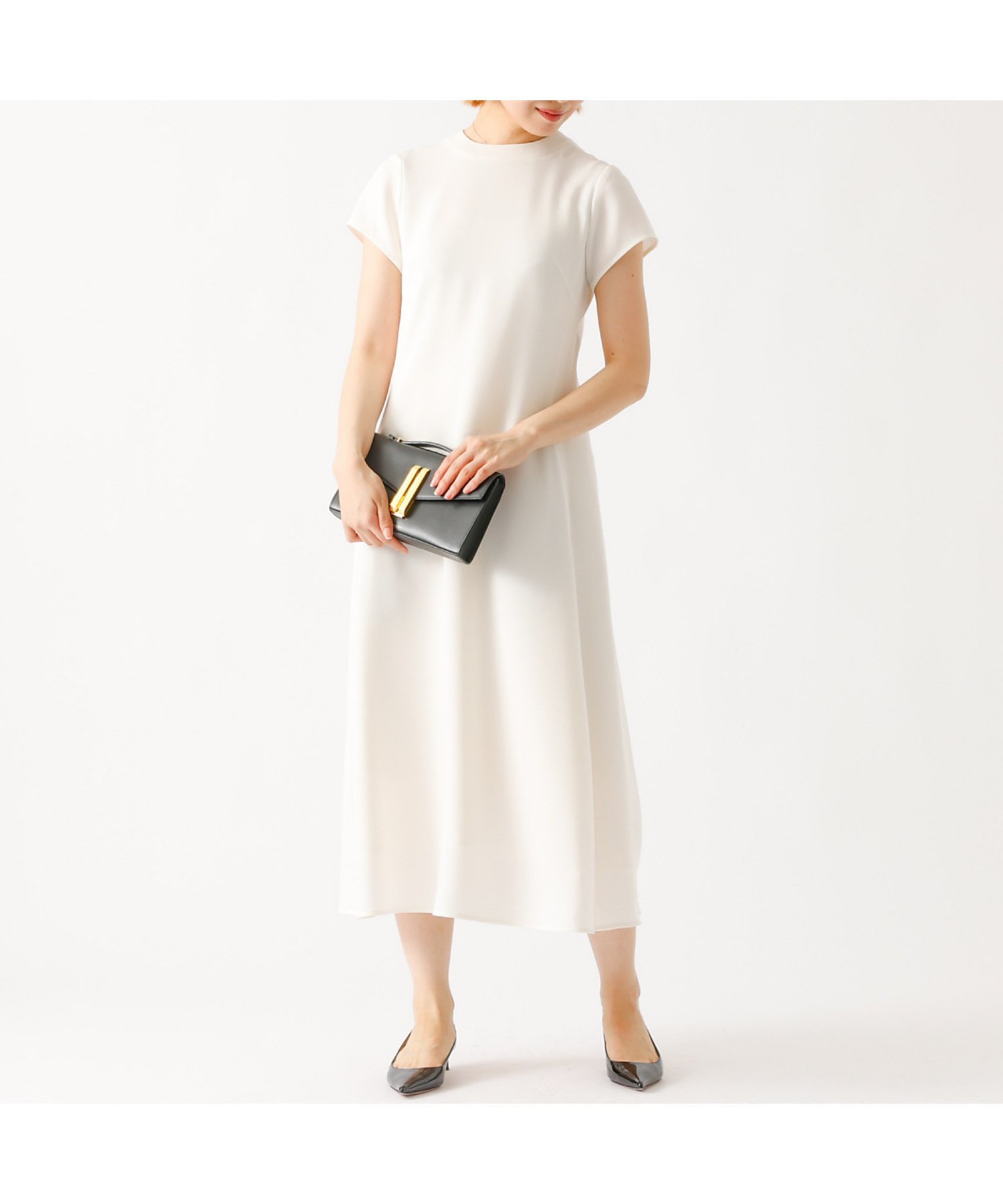 DESIGNWORKS トリアセジョーセットロングワンピース デザインワークス ワンピース・ドレス シャツワンピース ブラック ホワイト【送料無料】