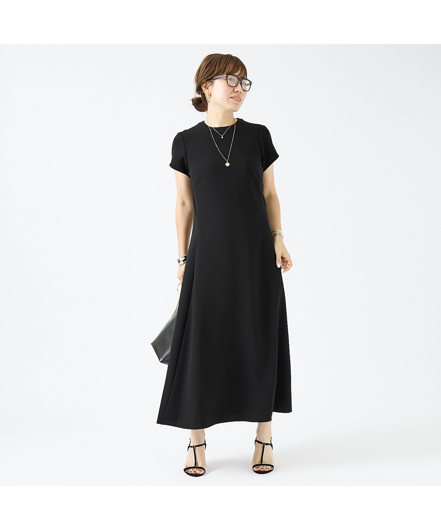 DESIGNWORKS トリアセジョーセットロングワンピース デザインワークス ワンピース・ドレス シャツワンピース ブラック ホワイト【送料無料】