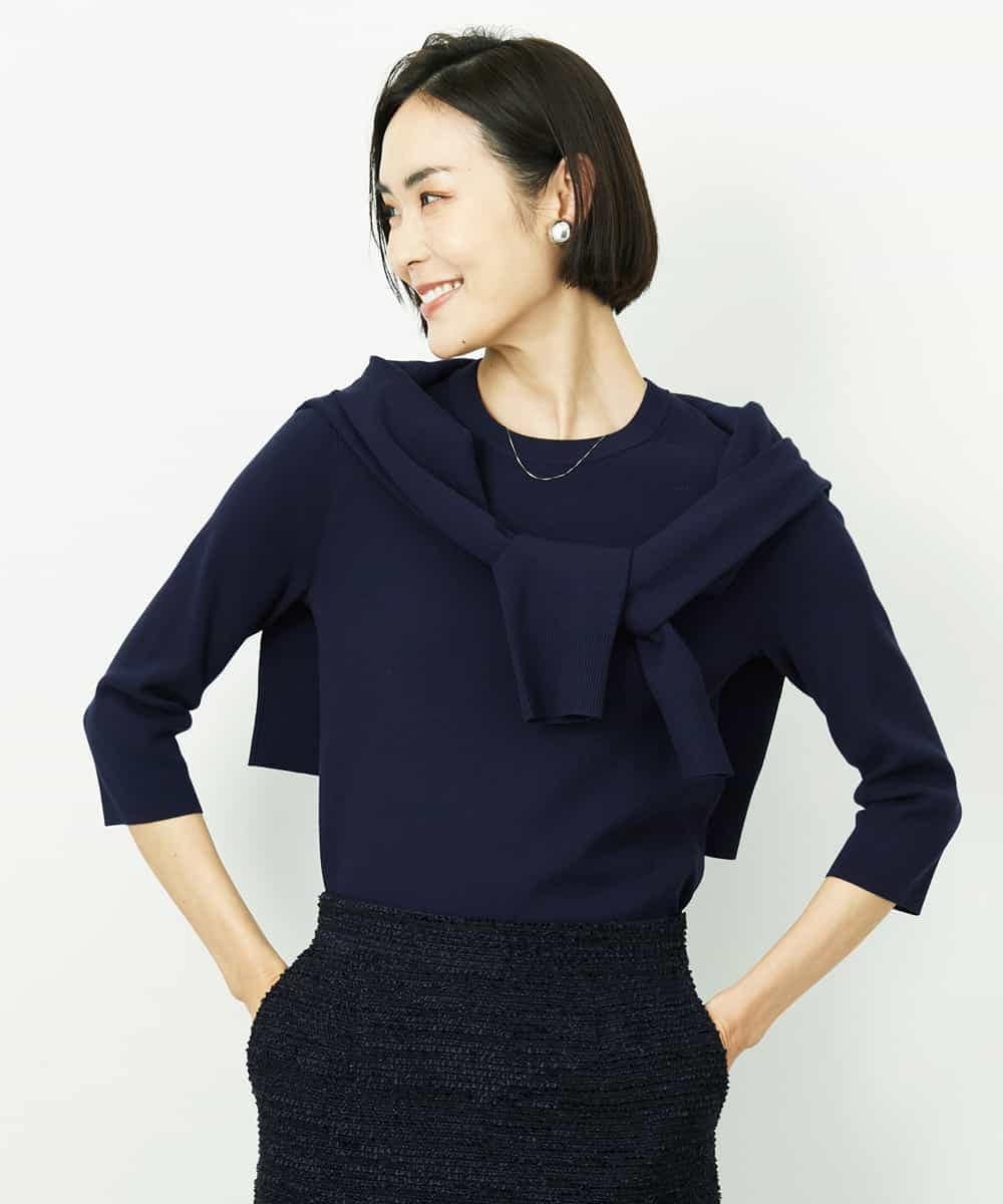 MICHEL KLEIN（小さいサイズ） [小さいサイズ][アンサンブル対応]コンパクトニットプルオーバー メゾンドゥサンク トップス ニット ホワイト パープル ネイビー