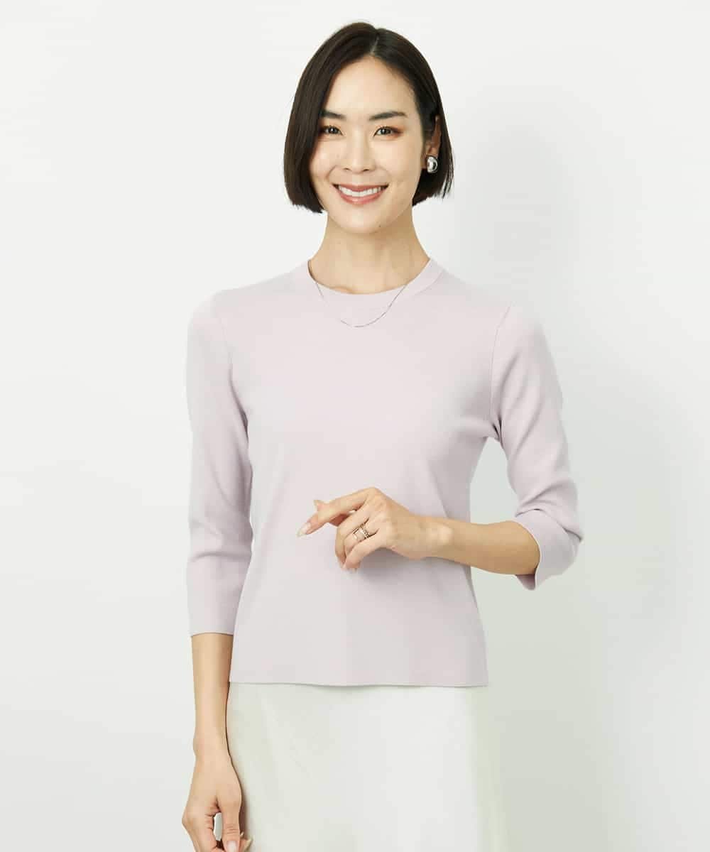 【SALE／40%OFF】MICHEL KLEIN（小さいサイズ） [小さいサイズ][アンサンブル対応]コンパクトニットプルオーバー メゾンドゥサンク トップス ニット ホワイト パープル ネイビー【送料無料】