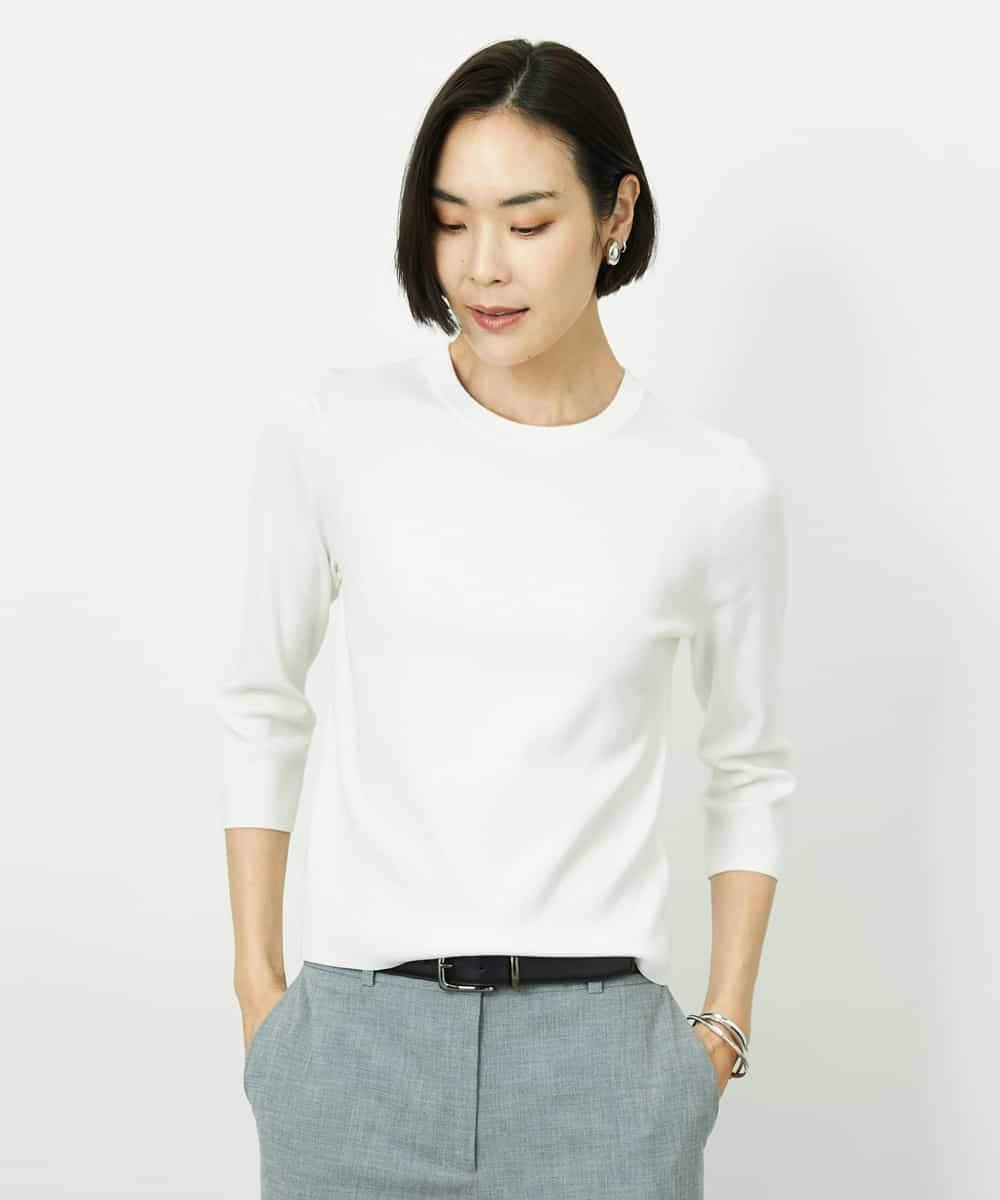 MICHEL KLEIN（小さいサイズ） [小さいサイズ][アンサンブル対応]コンパクトニットプルオーバー メゾンドゥサンク トップス ニット ホワイト パープル ネイビー