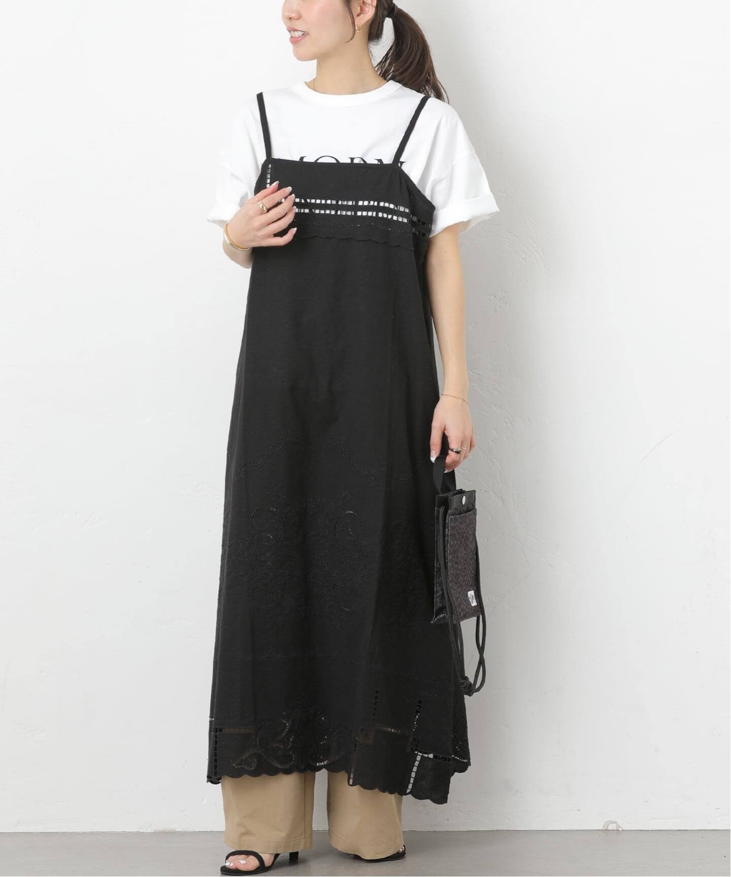 JOURNAL STANDARD relume スクエアエンブロイダリーワンピース ジャーナル スタンダード レリューム ワンピース・ドレス ワンピース ホワイト ブラック